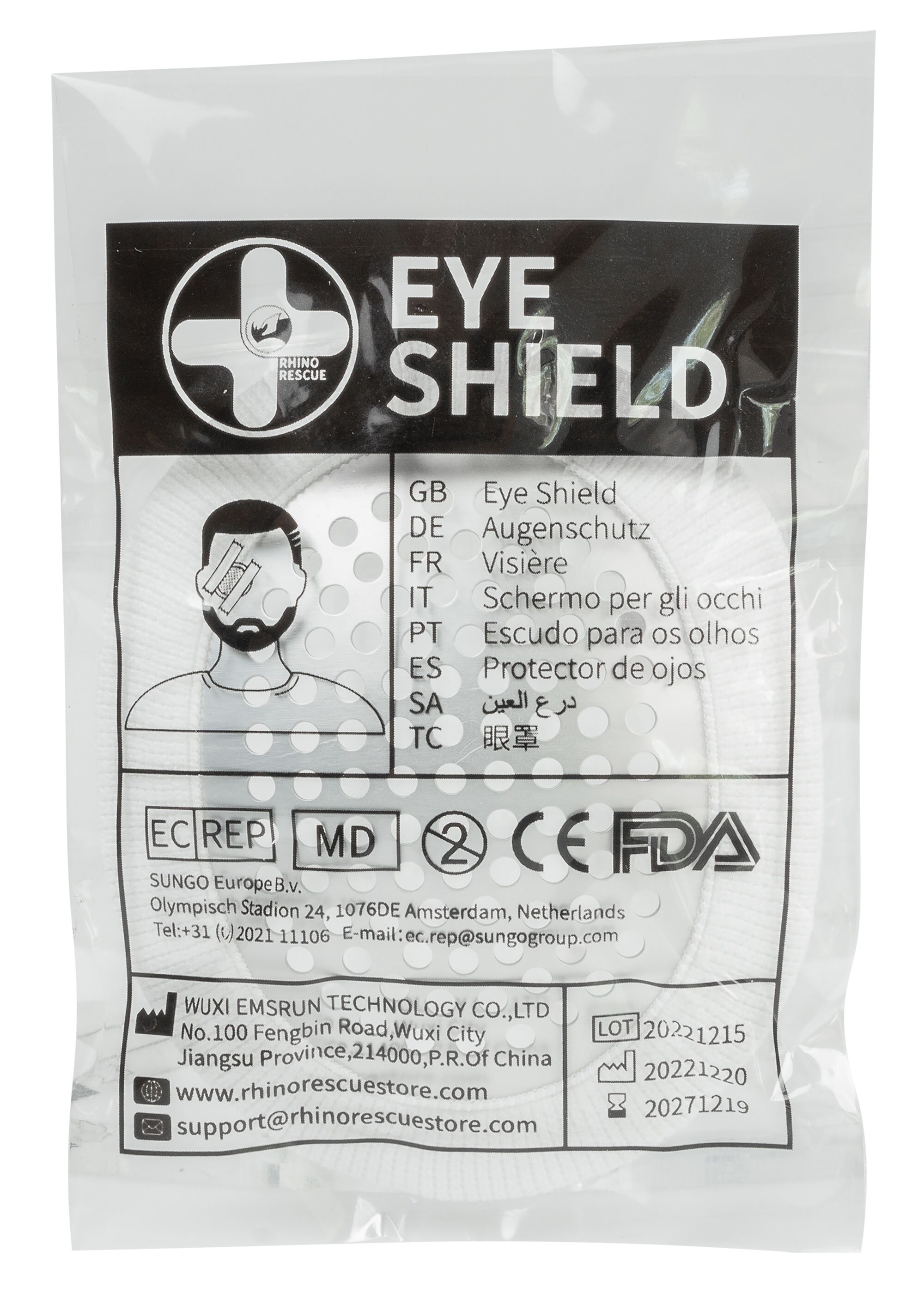 Opatrunek na oko Rhino Rescue Eye Shield z osłoną - White