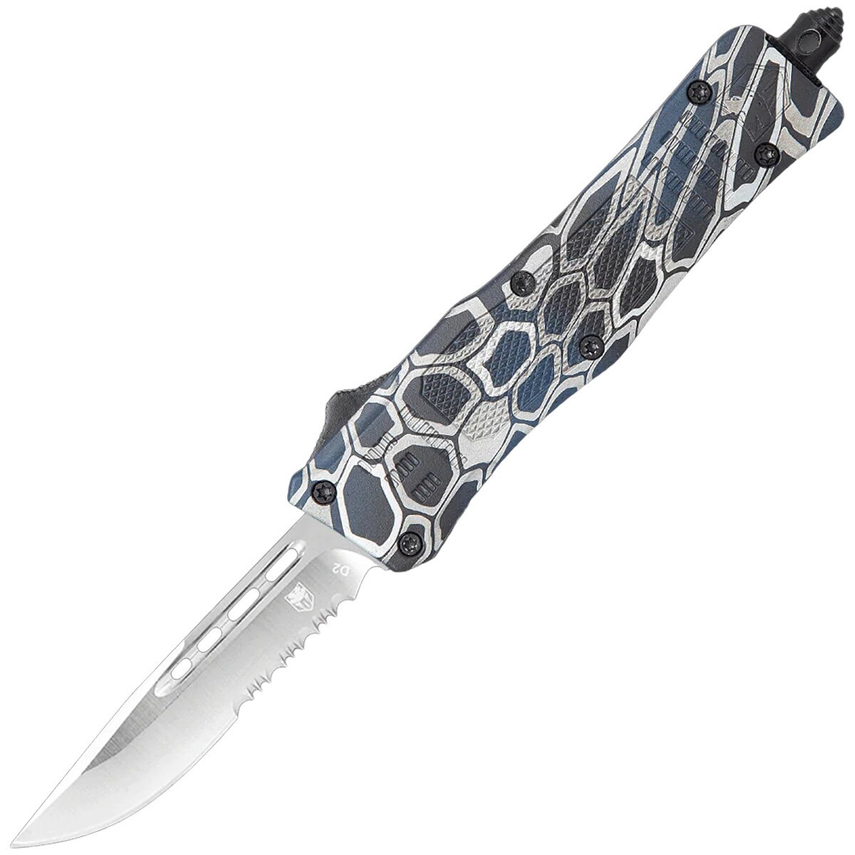 Nóż Sprężynowy Cobratec OTF Medium CTK-1 Drop-Point Serrated - Blue Cobra Skin