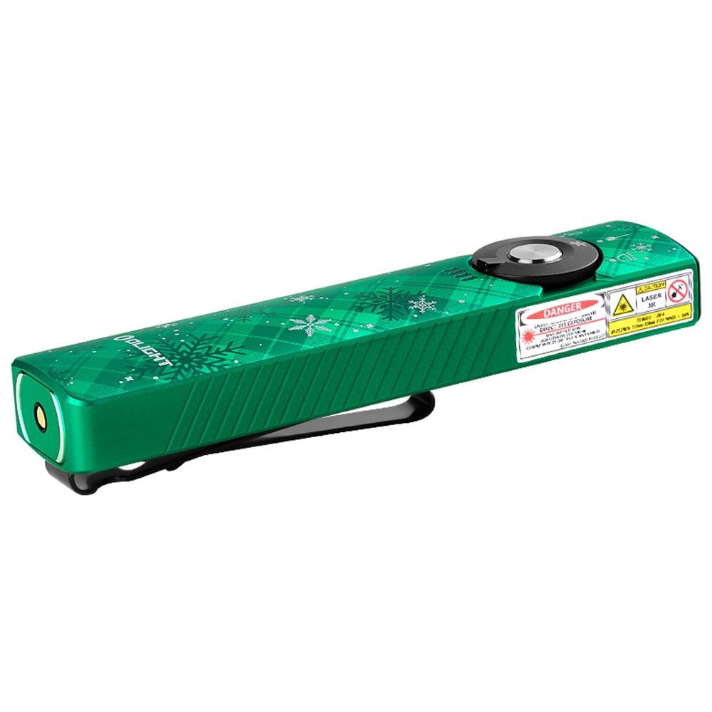 Latarka ze wskaźnikiem laserowym Olight Arkfeld Pro UV Cool White Snowflake Green - 1300 lumenów