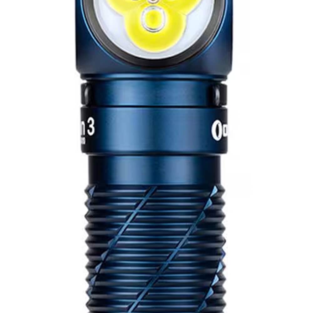 Latarka czołowa i kątowa Olight Perun 3 Midnight Blue z opaską - 3000 lumenów