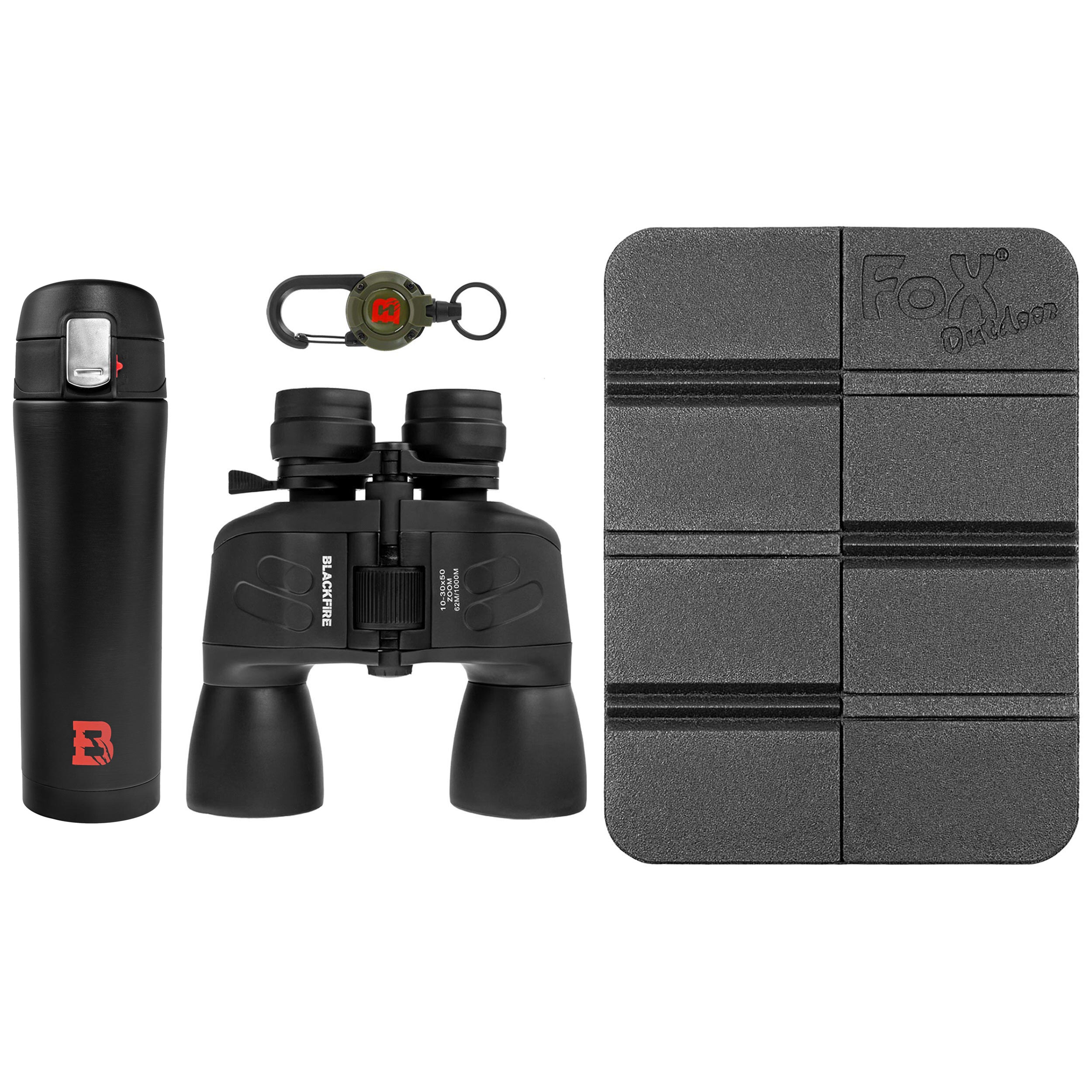 Lornetka wojskowa Blackfire  + kubek termiczny + retraktor Badger Outdoor + mata MFH  - zestaw
