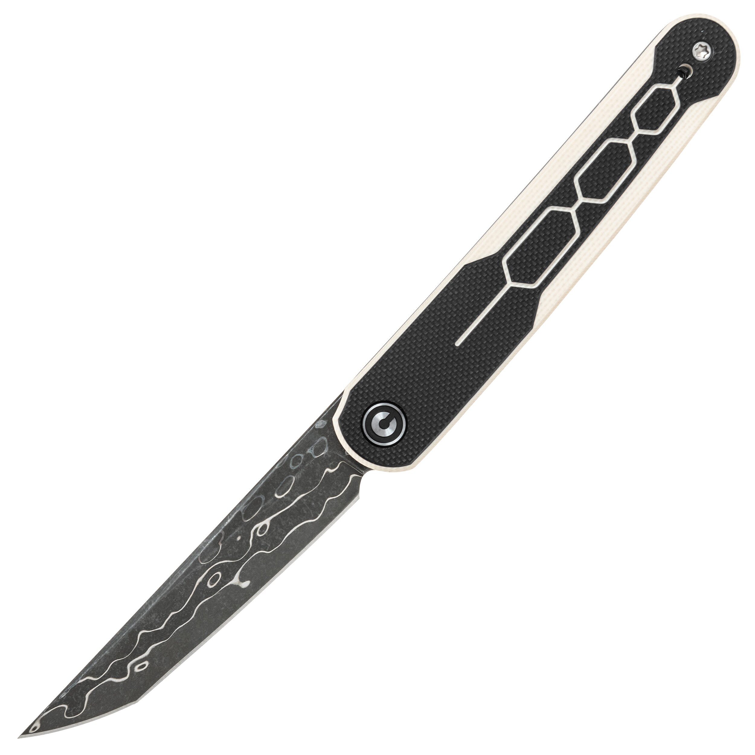 Nóż składany Civivi KwaiQ Damascus - Ivory/Black G10