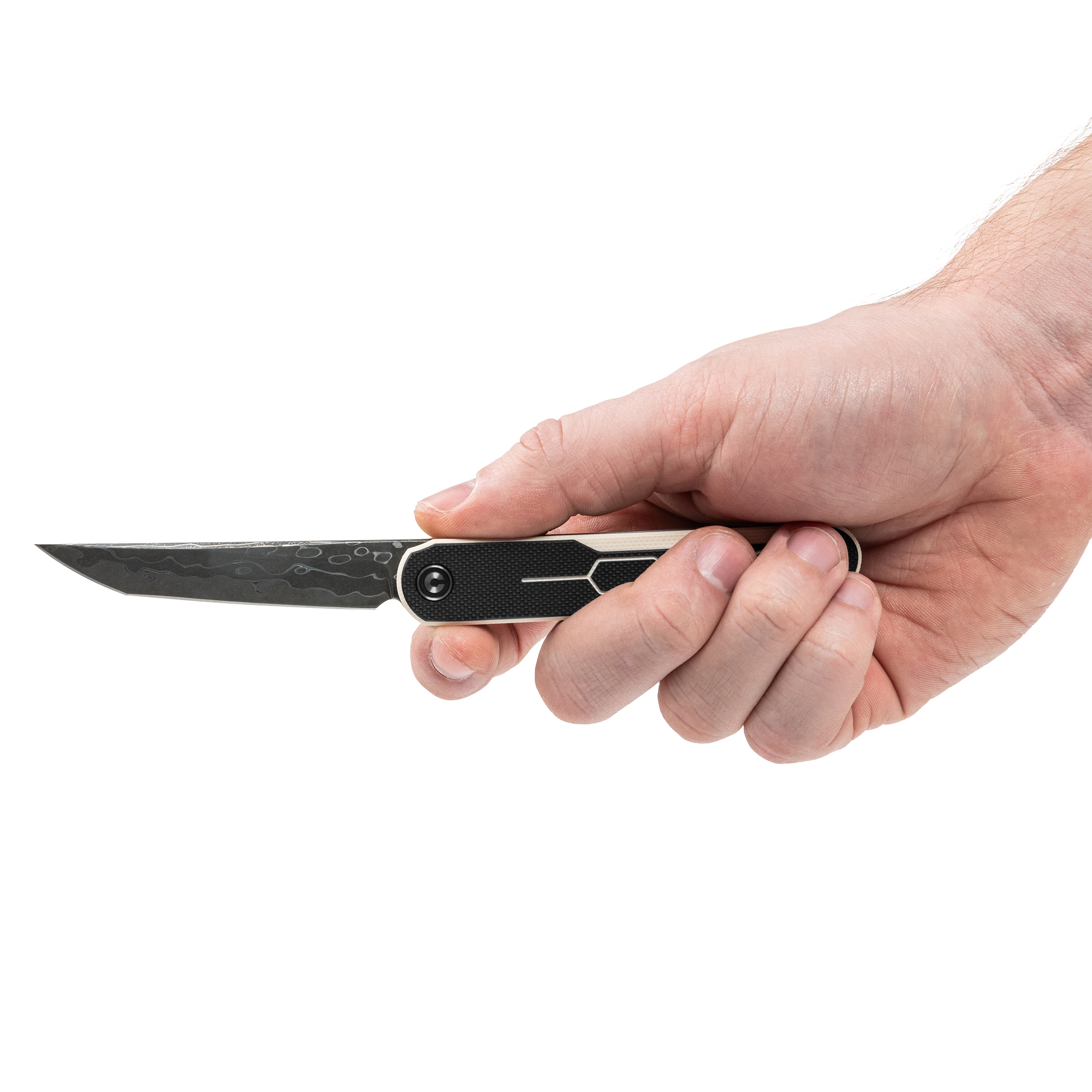 Nóż składany Civivi KwaiQ Damascus - Ivory/Black G10
