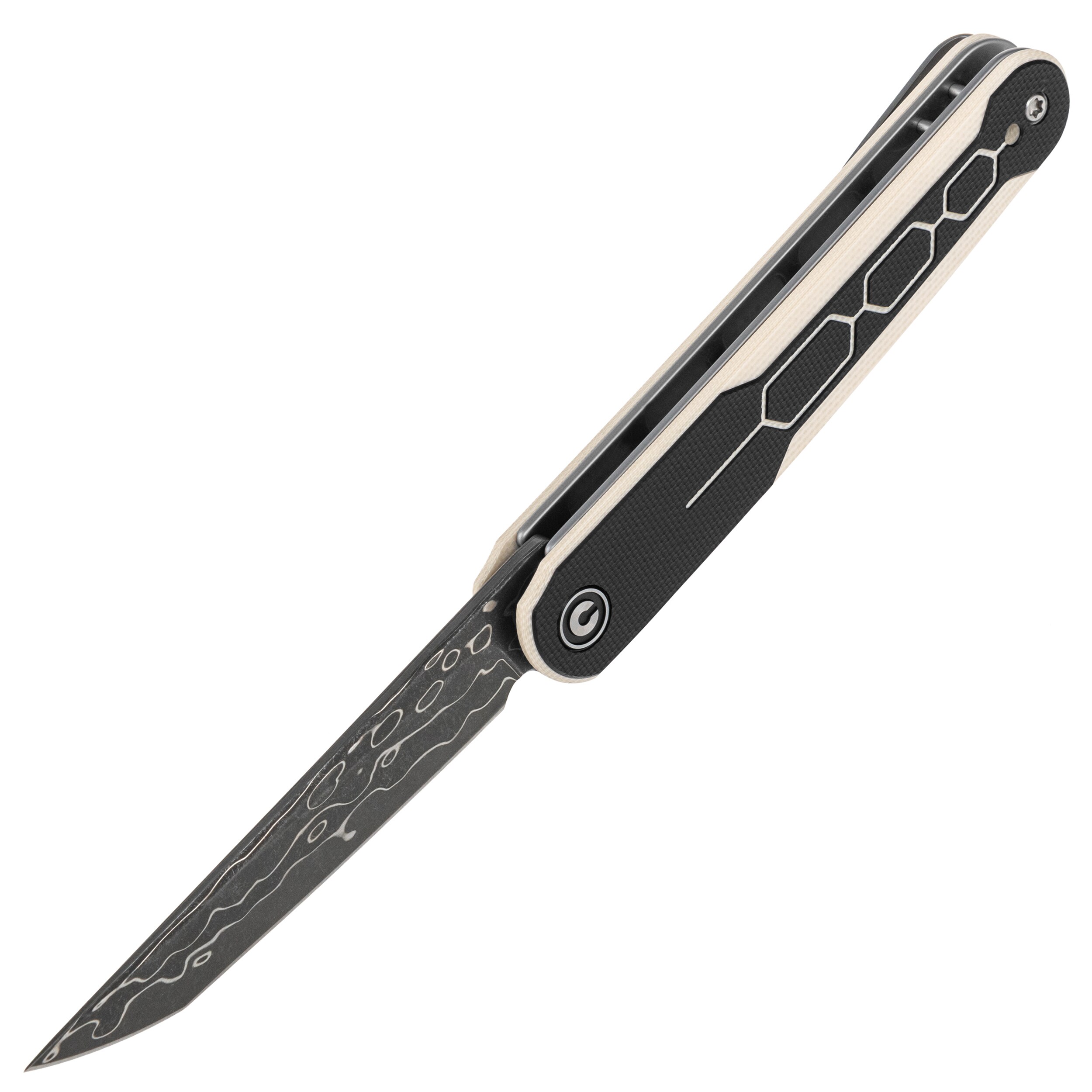 Nóż składany Civivi KwaiQ Damascus - Ivory/Black G10
