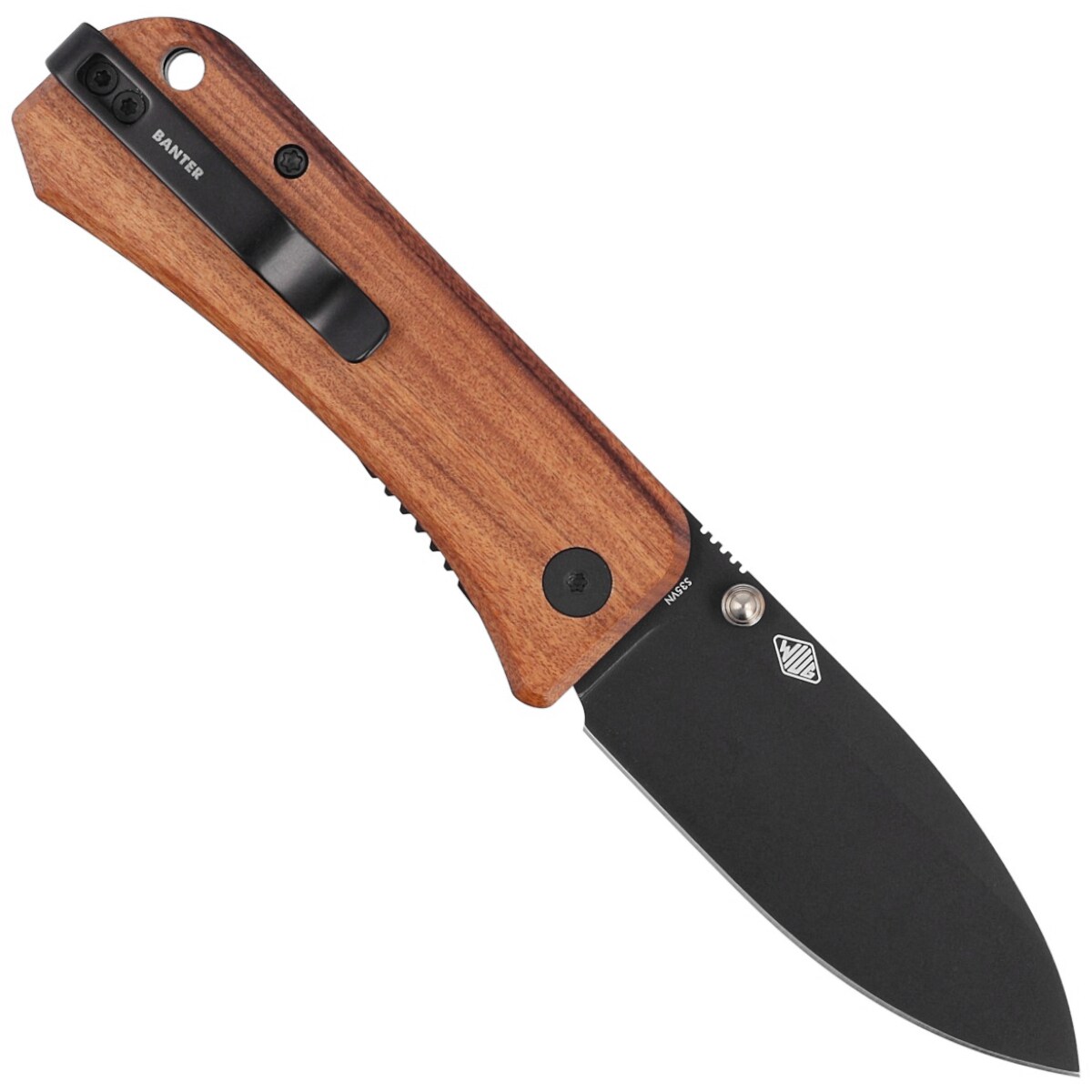 Складаний ніж WE Knife Banter Thumb Stud Cuibourtia Wood Handle - Black Stonewash