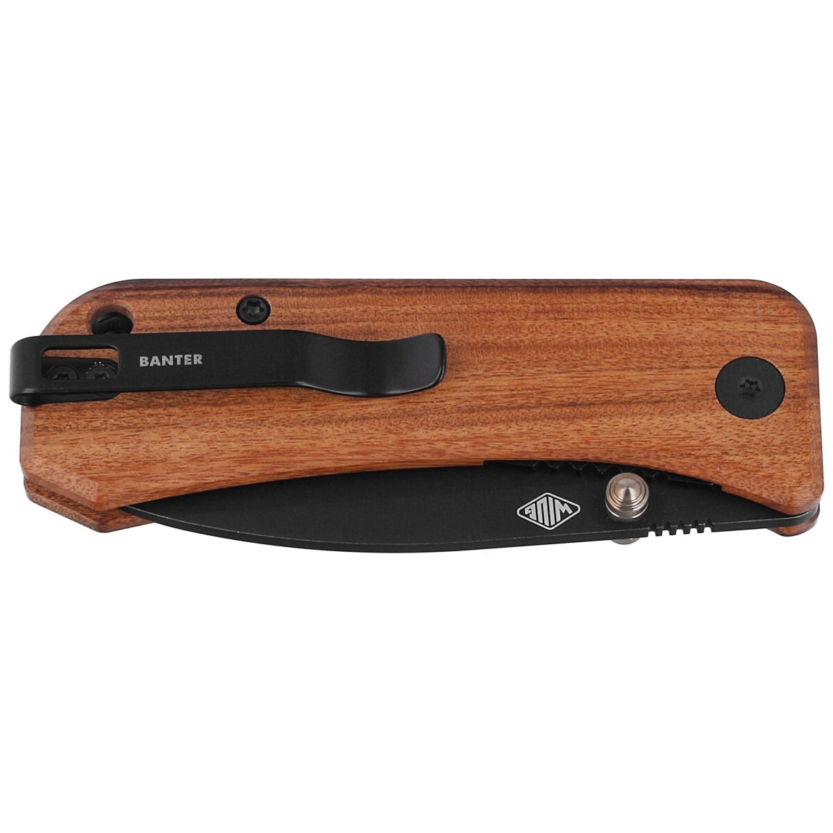 Складаний ніж WE Knife Banter Thumb Stud Cuibourtia Wood Handle - Black Stonewash