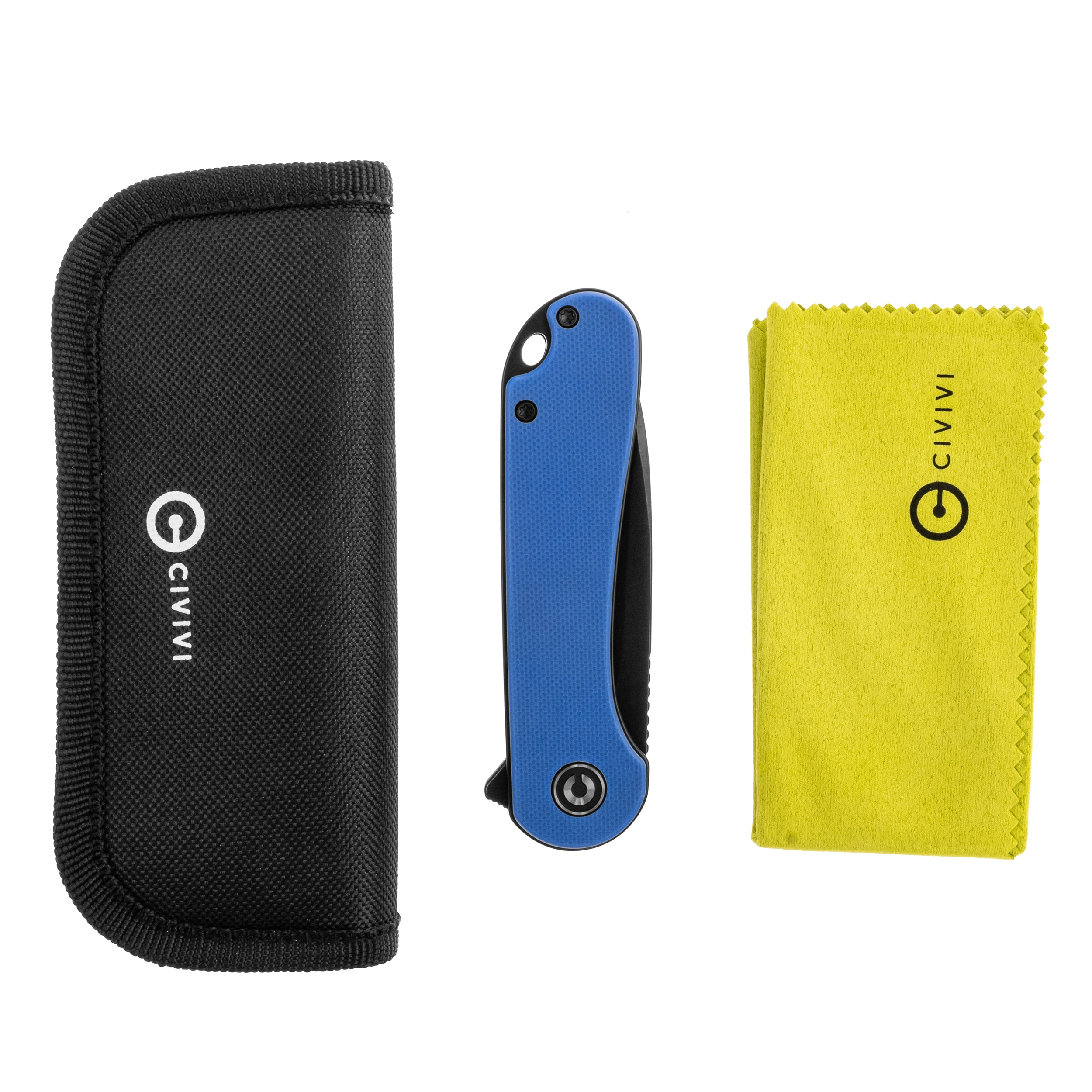 Nóż składany Civivi D2 Elementum Flipper C907X - Black Stonewashed/Blue G10