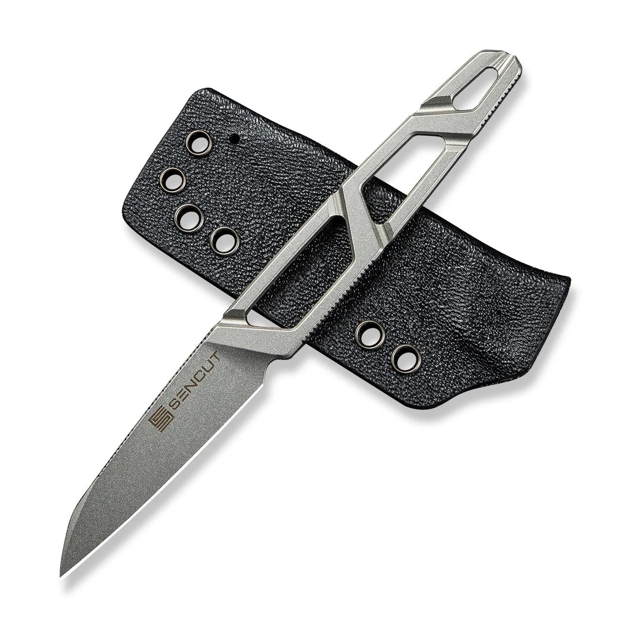 Sencut Texo Skeletonized Fixed Blade Knife - Stonewash