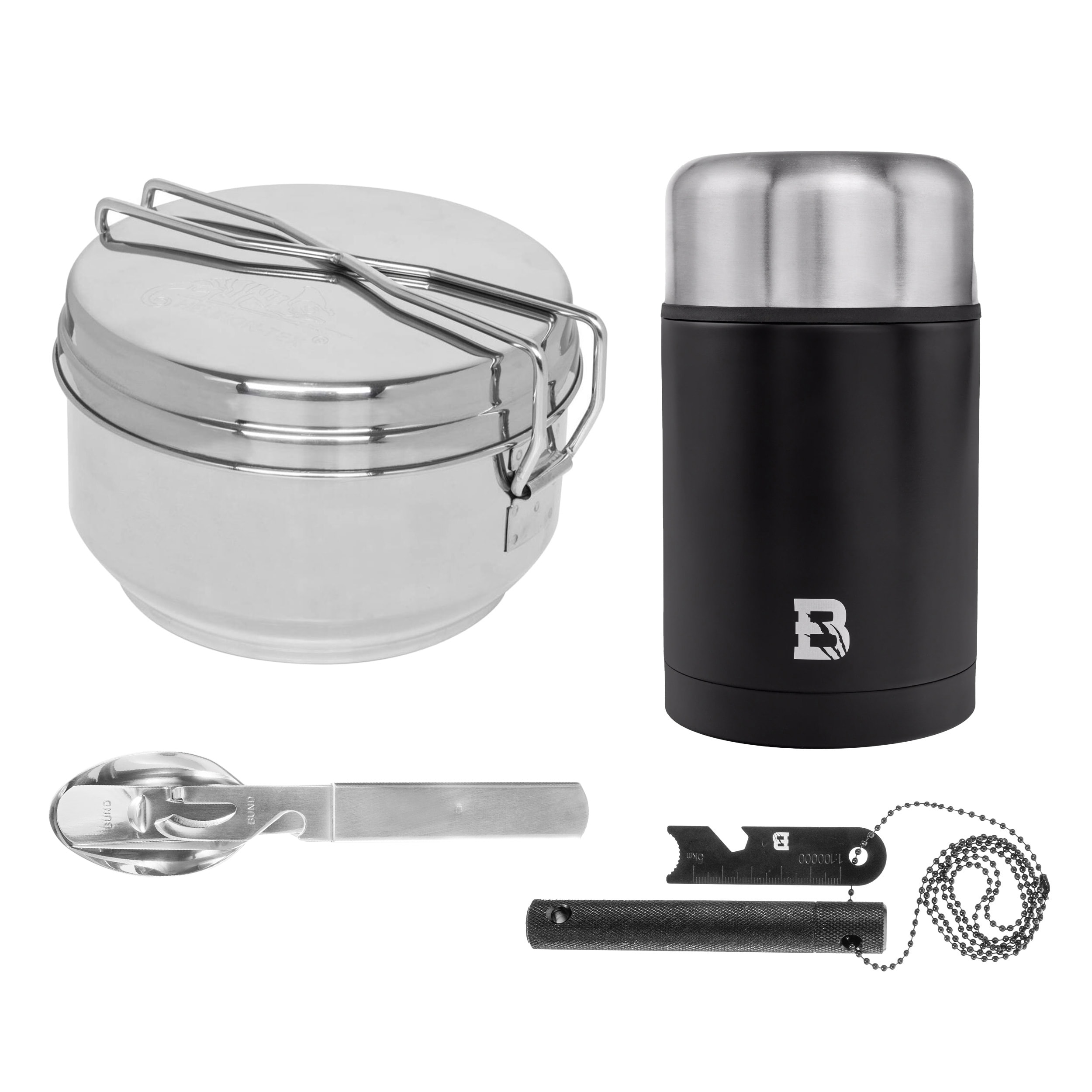 Термос для їжі Badger Outdoor Food Jar Hot Pot 750 мл + універсальний столовий прилад + туристичний посуд + кресало + набір