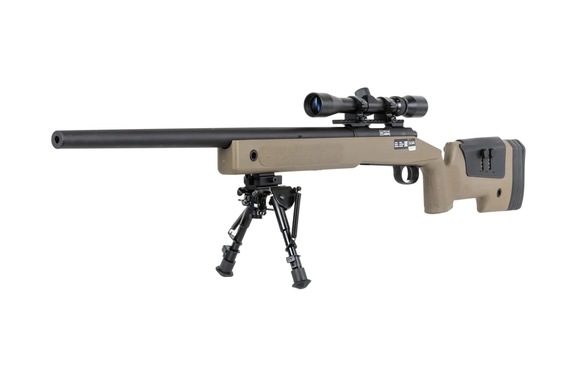 Karabin snajperski ASG Specna Arms SA-S02 Core High Velocity Upgraded z lunetą i dwójnogiem - Tan