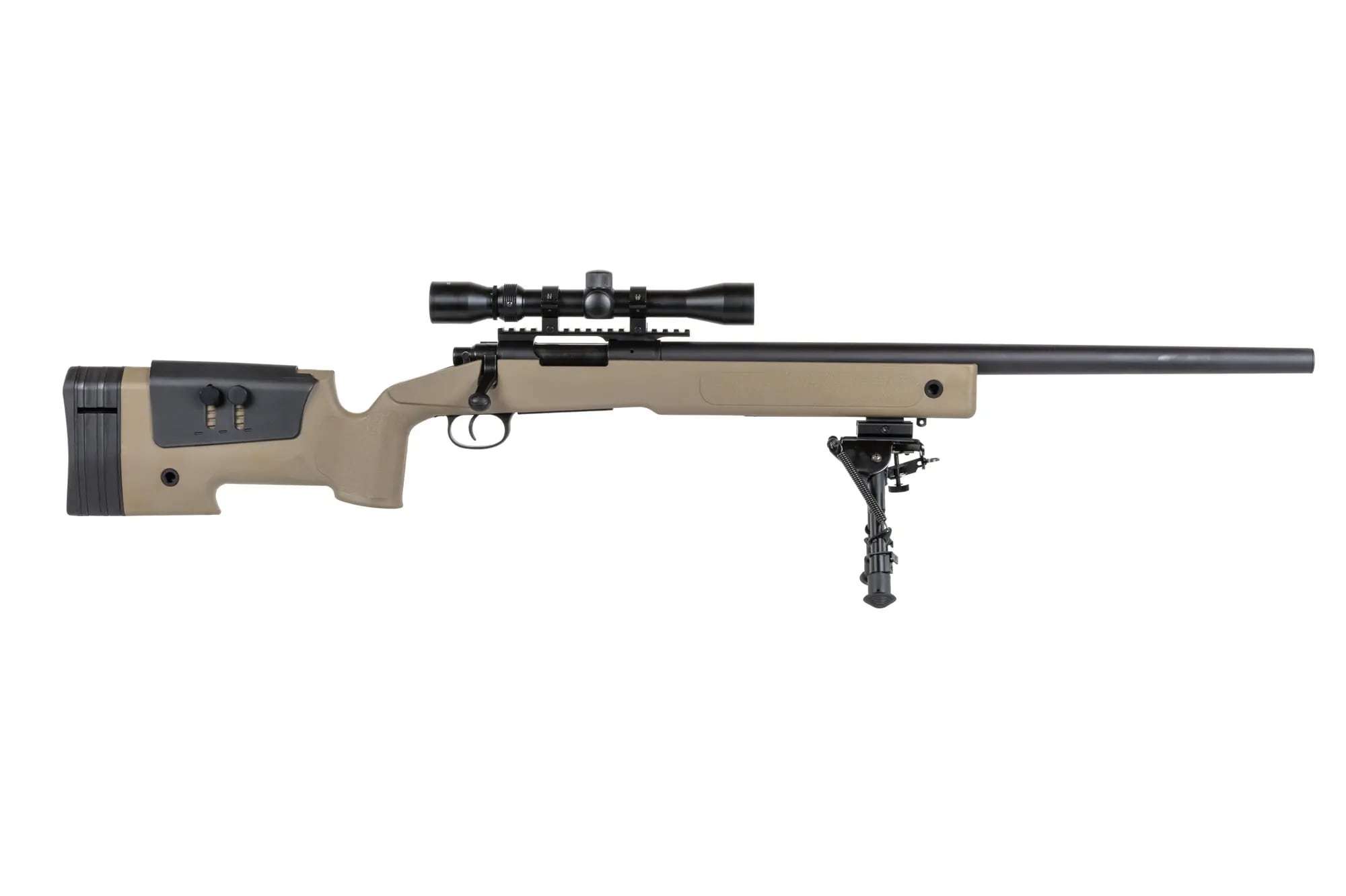 Karabin snajperski ASG Specna Arms SA-S02 Core High Velocity Upgraded z lunetą i dwójnogiem - Tan