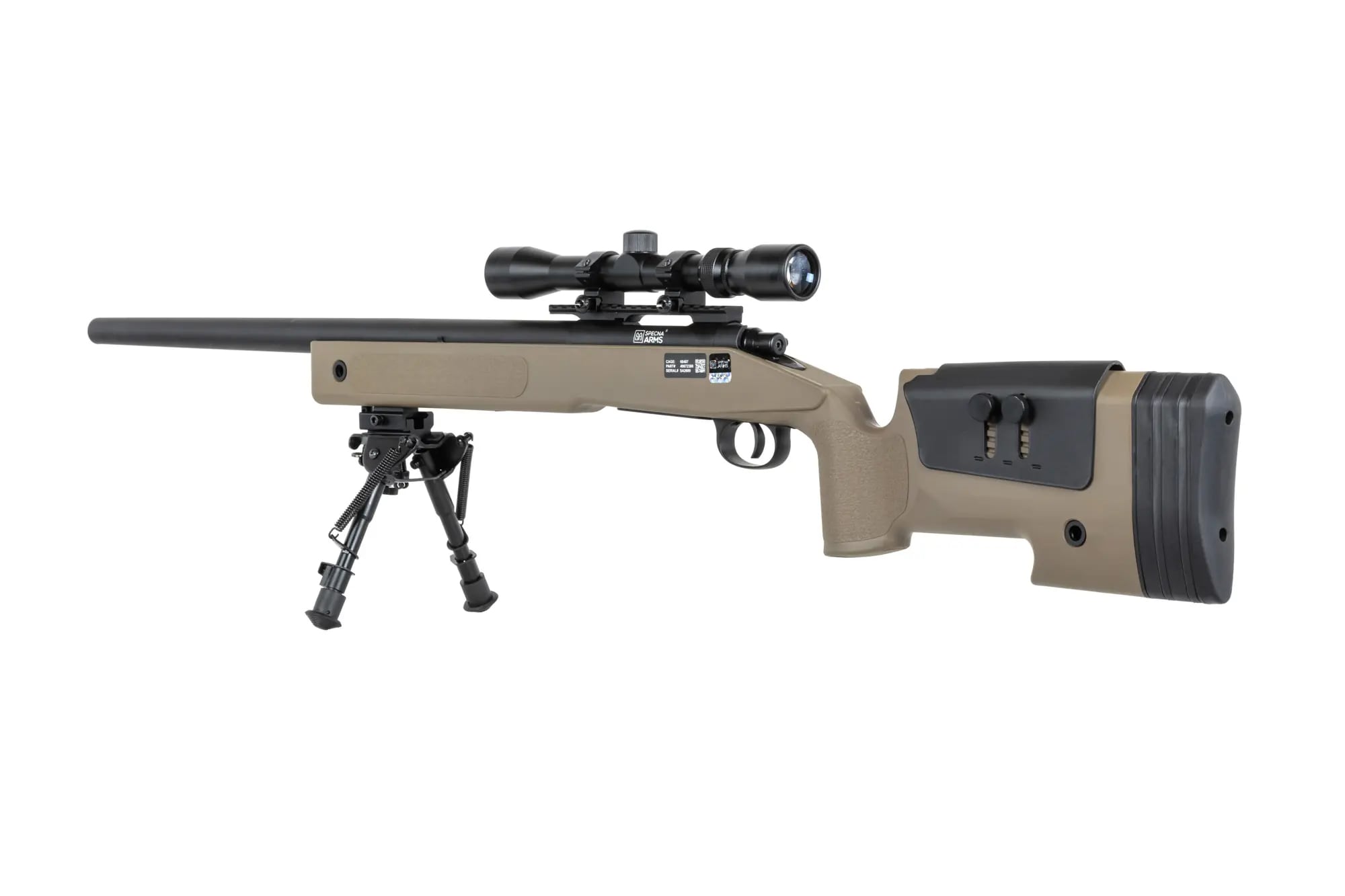 Karabin snajperski ASG Specna Arms SA-S02 Core High Velocity Upgraded z lunetą i dwójnogiem - Tan