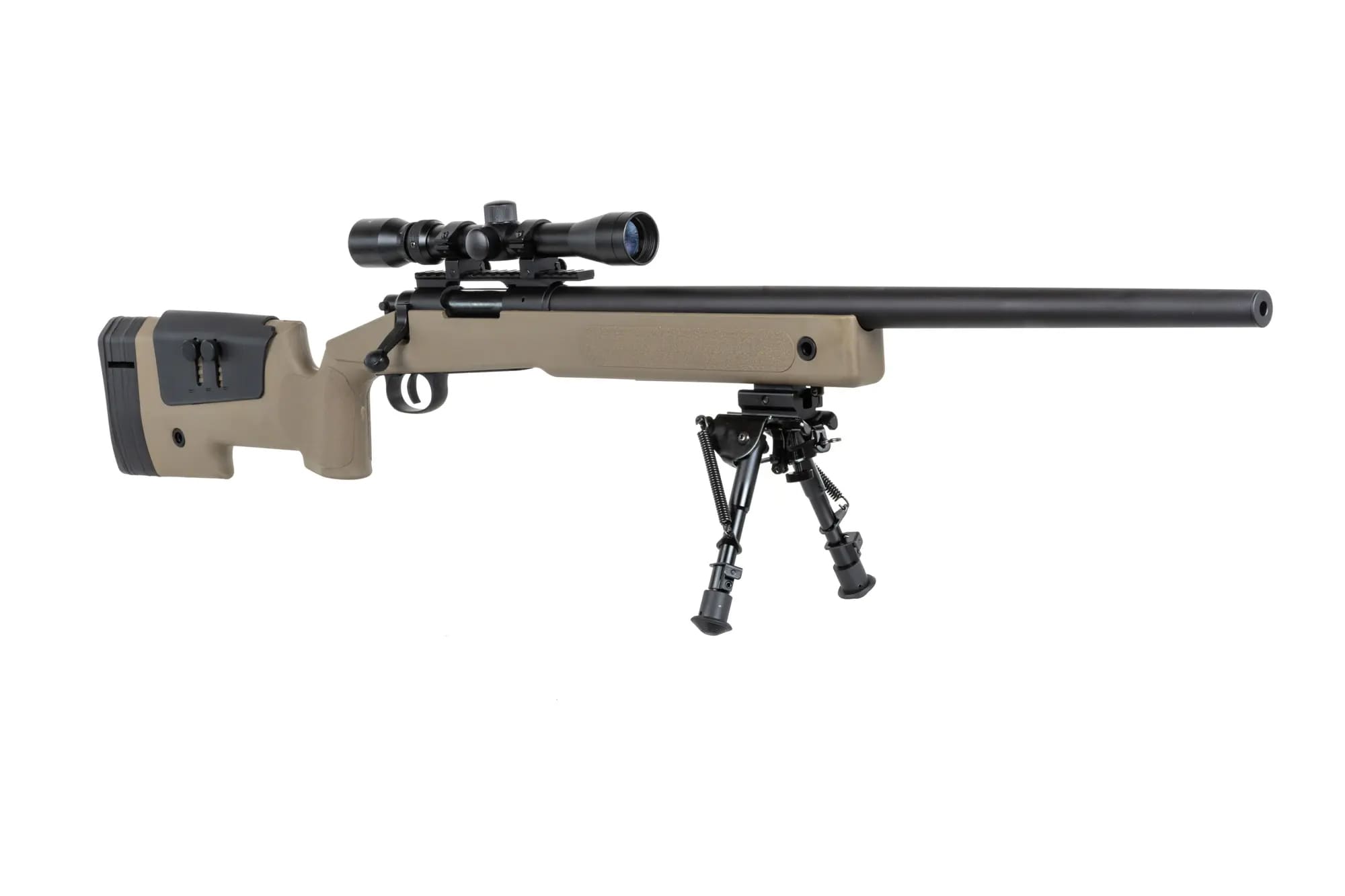 Karabin snajperski ASG Specna Arms SA-S02 Core High Velocity Upgraded z lunetą i dwójnogiem - Tan