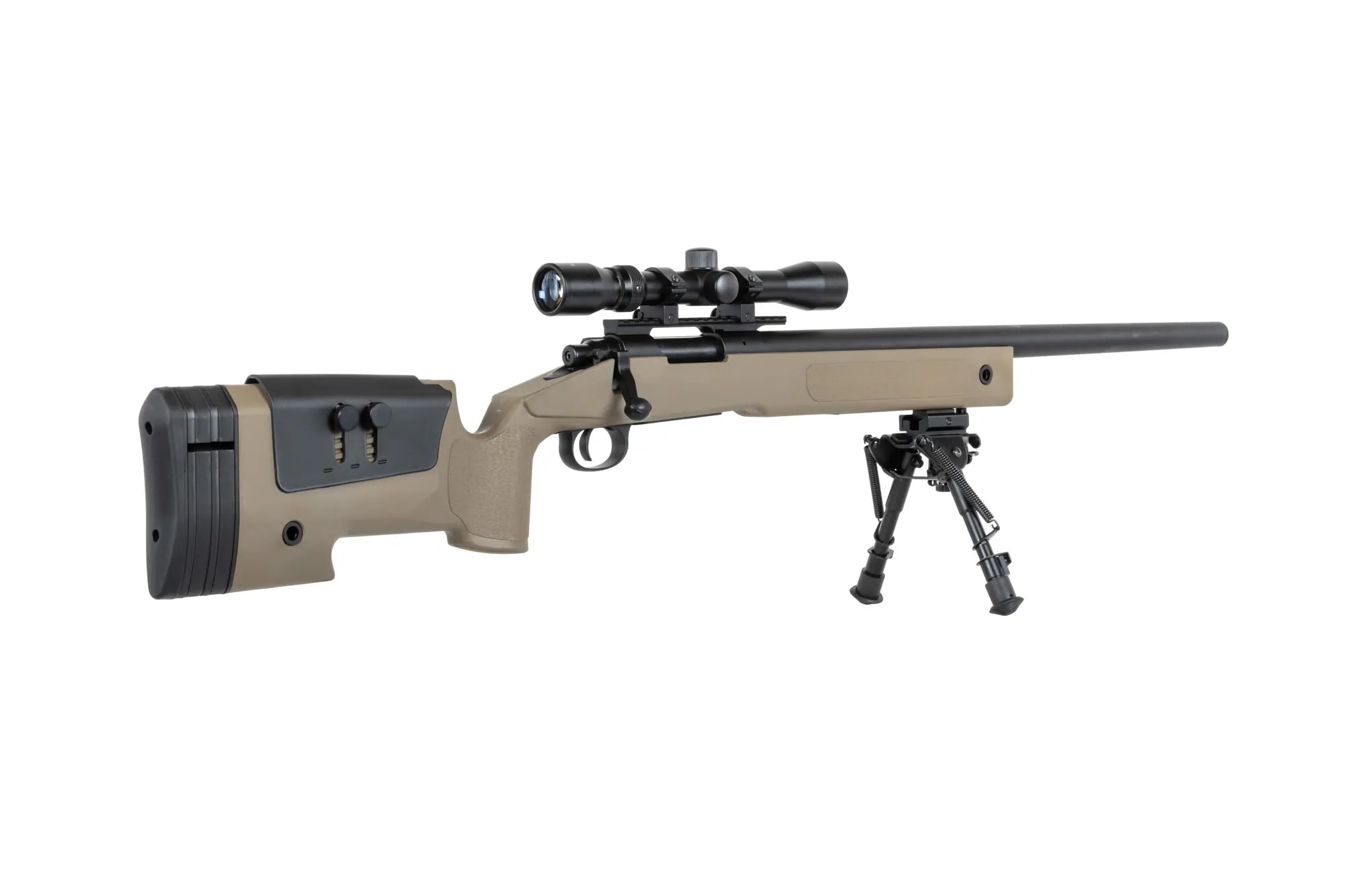 Karabin snajperski ASG Specna Arms SA-S02 Core High Velocity Upgraded z lunetą i dwójnogiem - Tan