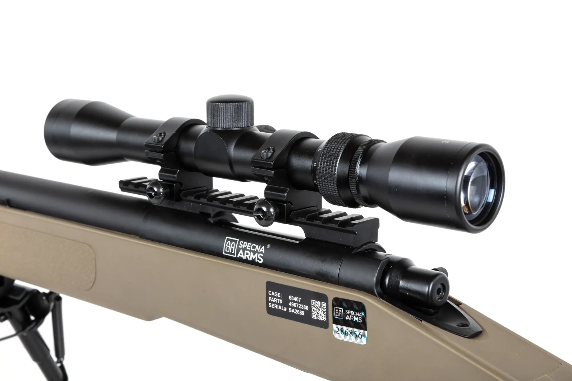 Karabin snajperski ASG Specna Arms SA-S02 Core High Velocity Upgraded z lunetą i dwójnogiem - Tan