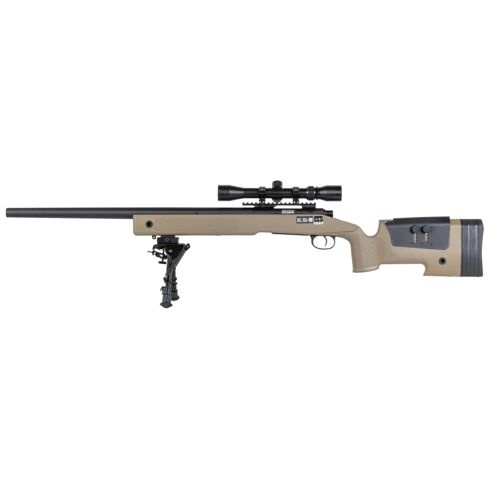 Karabin snajperski ASG Specna Arms SA-S02 Core High Velocity Upgraded z lunetą i dwójnogiem - Tan