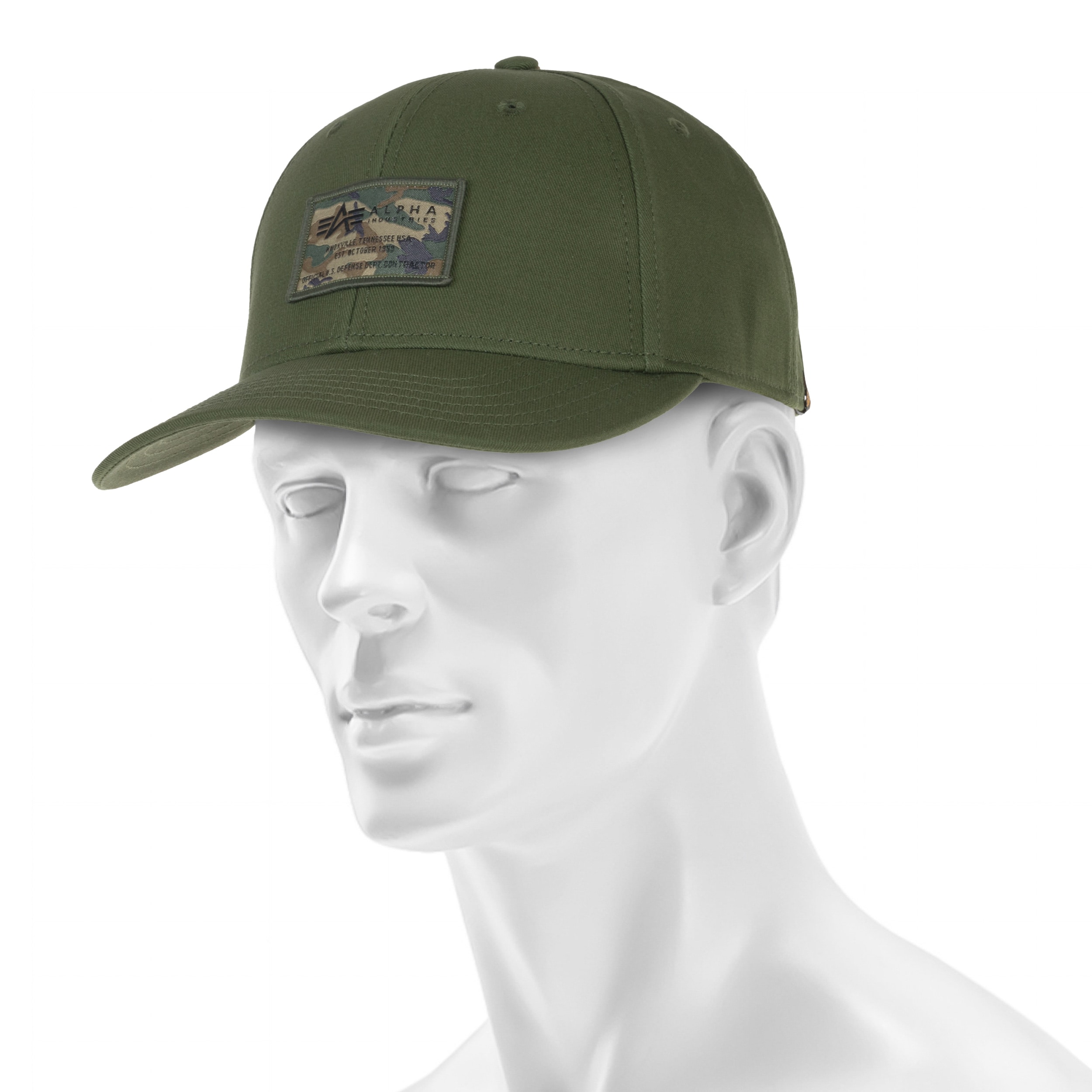 Czapka z daszkiem Alpha Industries Crew Camo Cap - Dark Olive