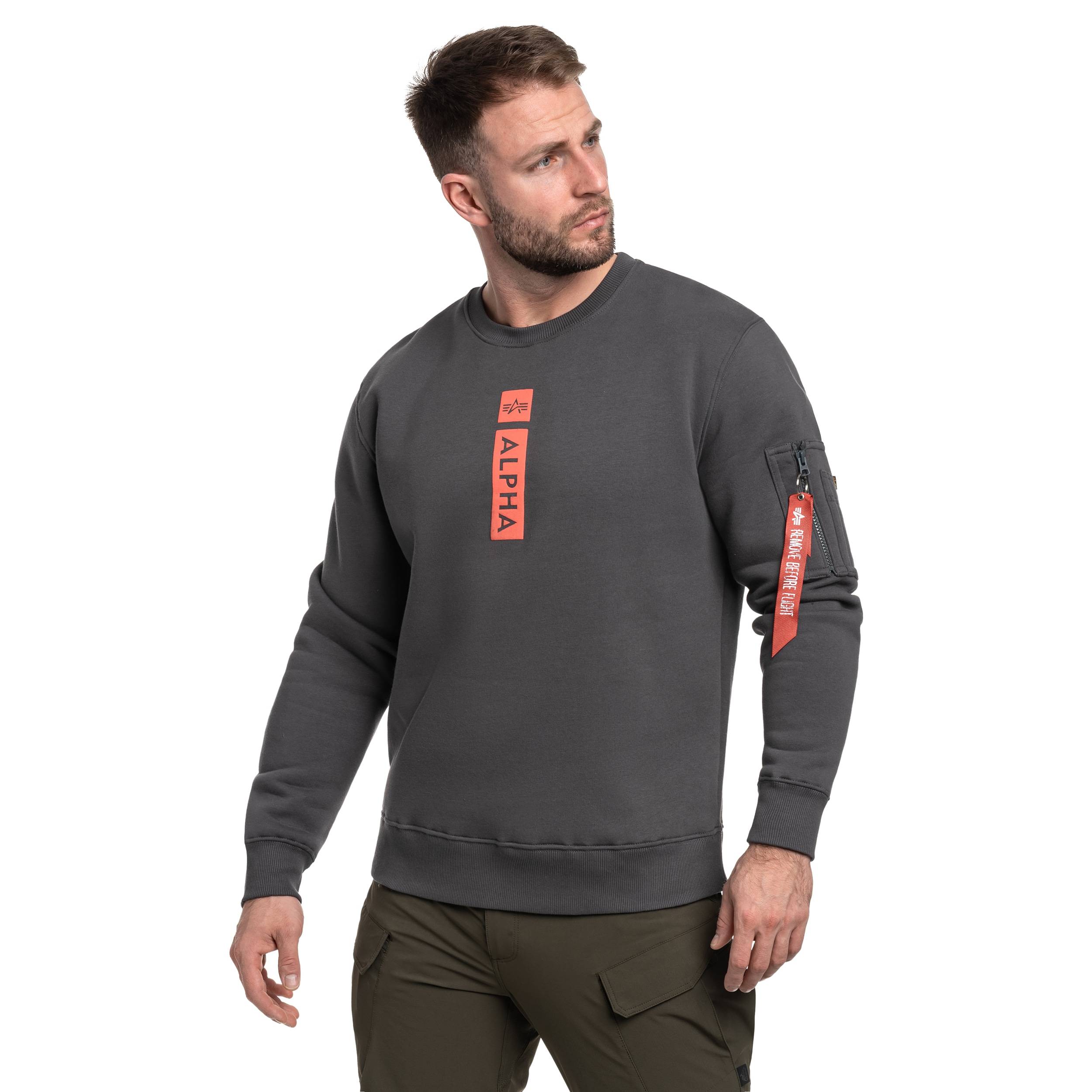 Bluza Alpha Industries Reflective Print Sweater - Vintage Grey