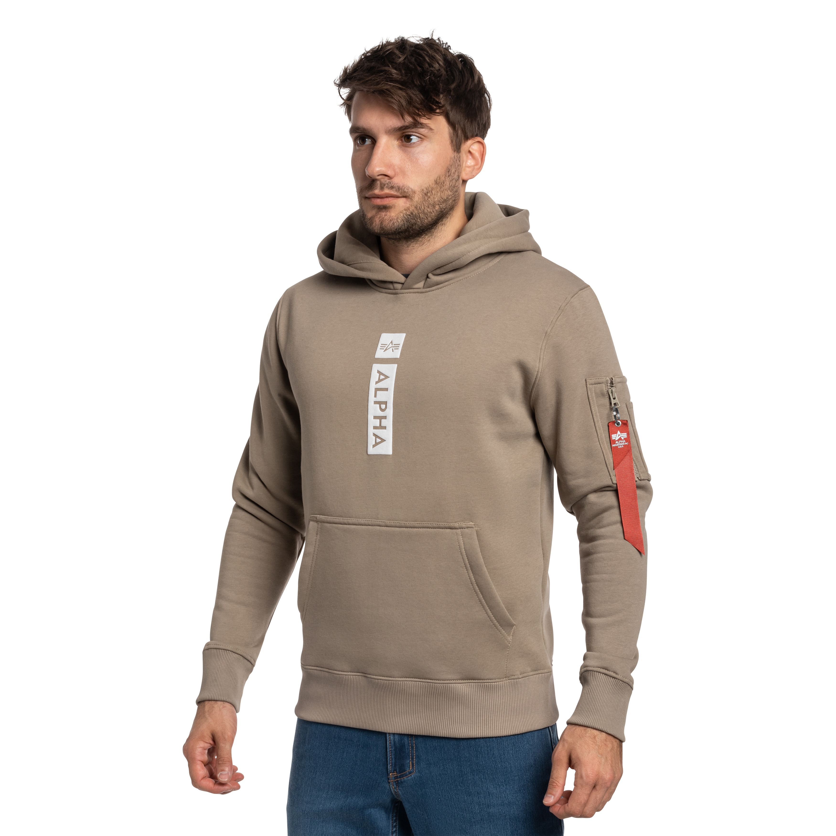 Bluza Alpha Industries Alpha Puff Print Hoodie - Vintage Sand