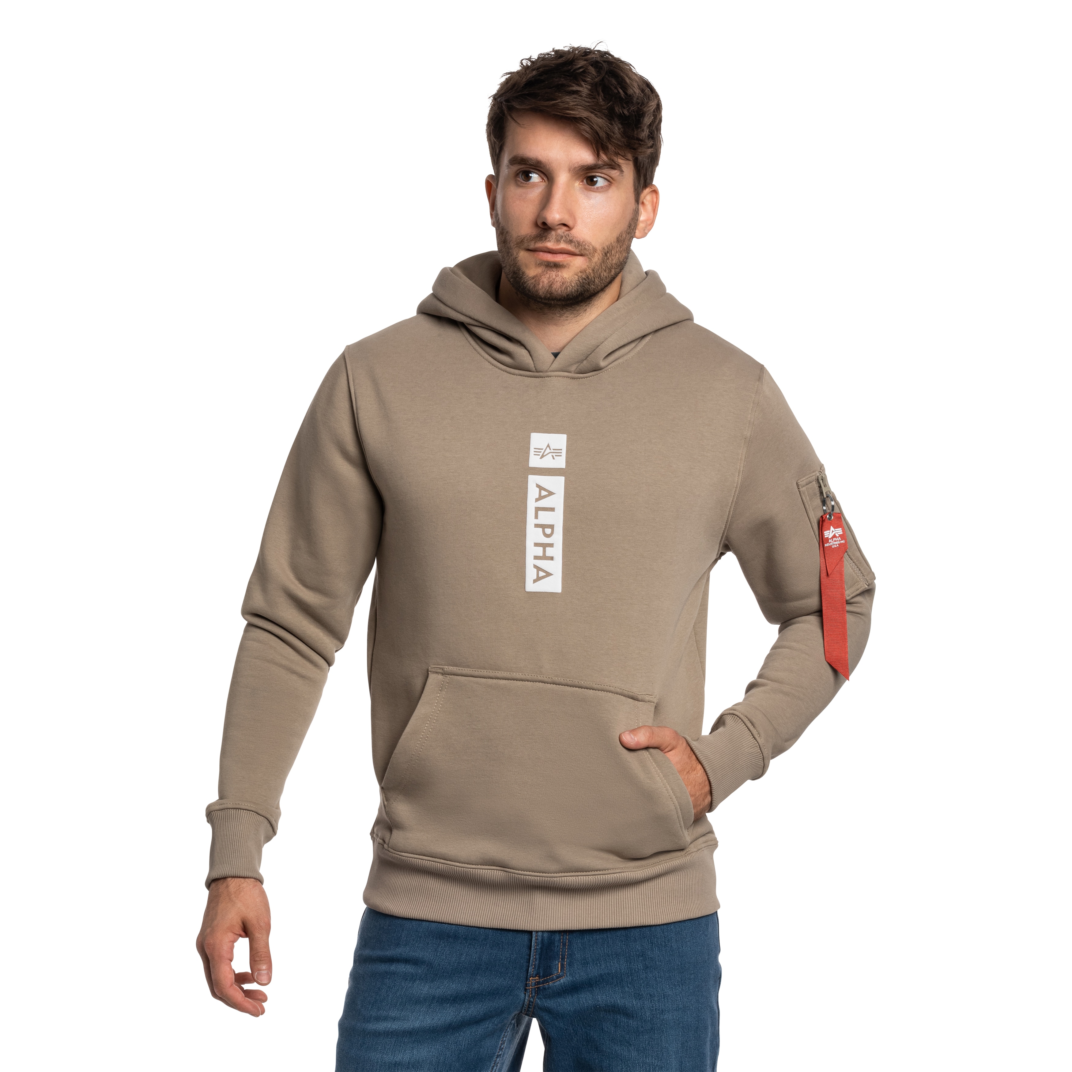 Bluza Alpha Industries Alpha Puff Print Hoodie - Vintage Sand