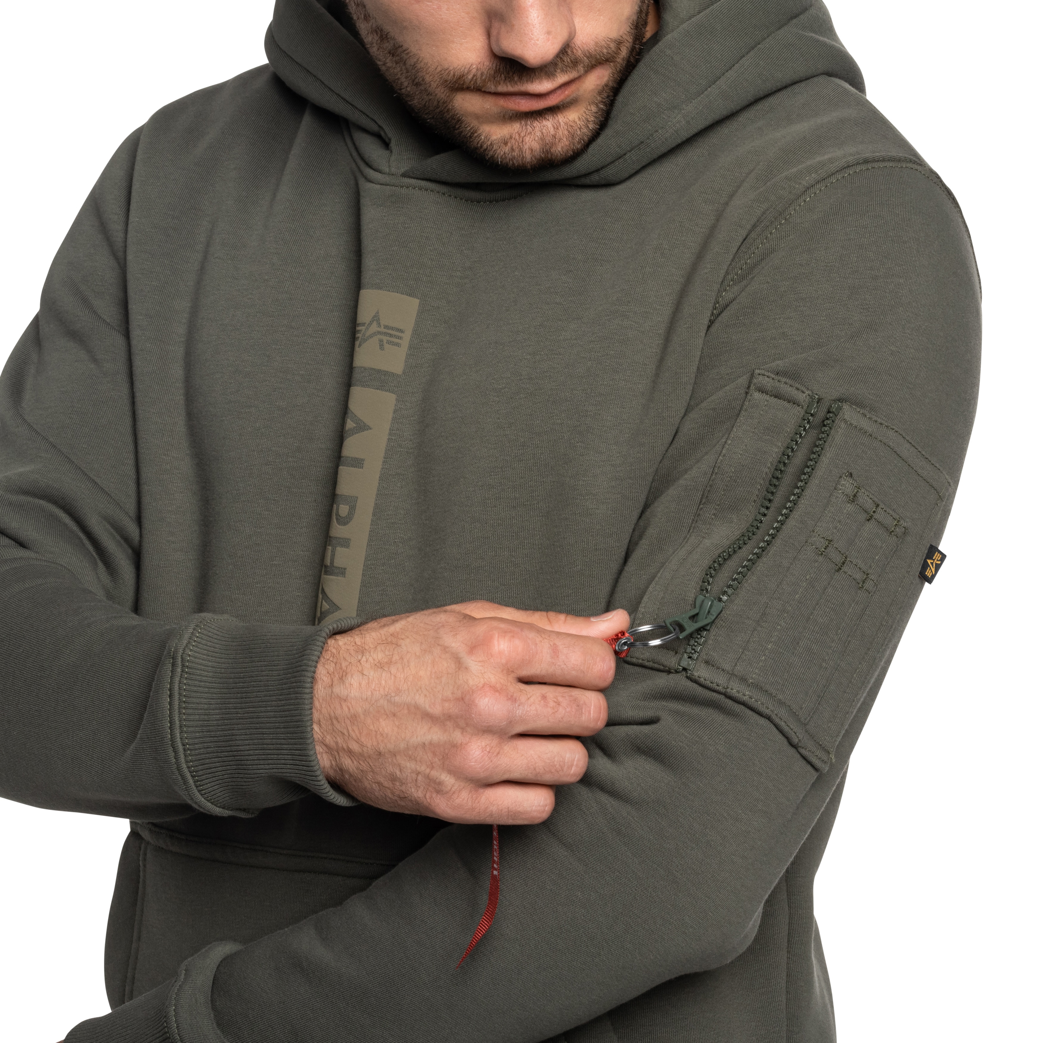 Bluza Alpha Industries Alpha Puff Print Hoodie - Dark Olive