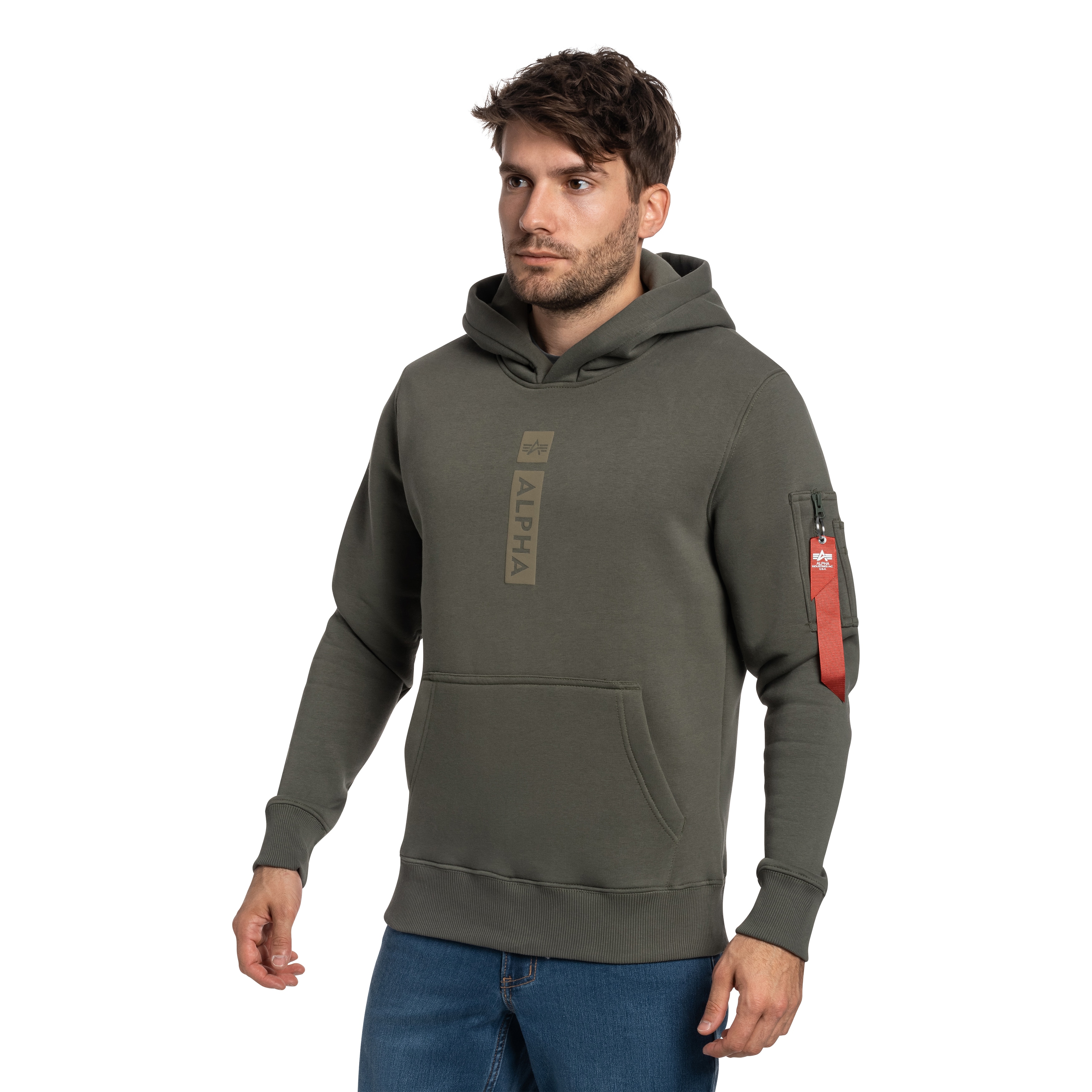 Bluza Alpha Industries Alpha Puff Print Hoodie - Dark Olive