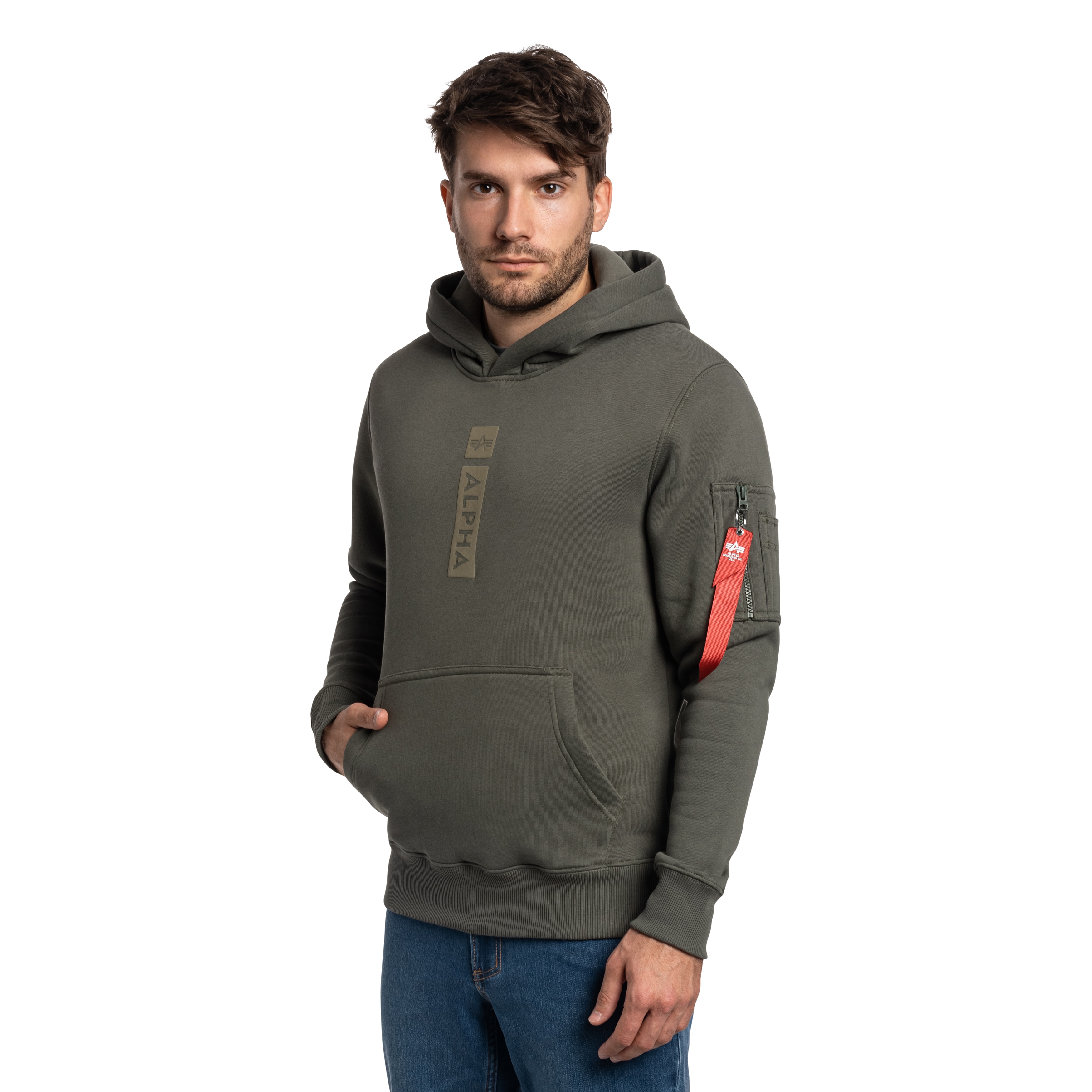 Bluza Alpha Industries Alpha Puff Print Hoodie - Dark Olive