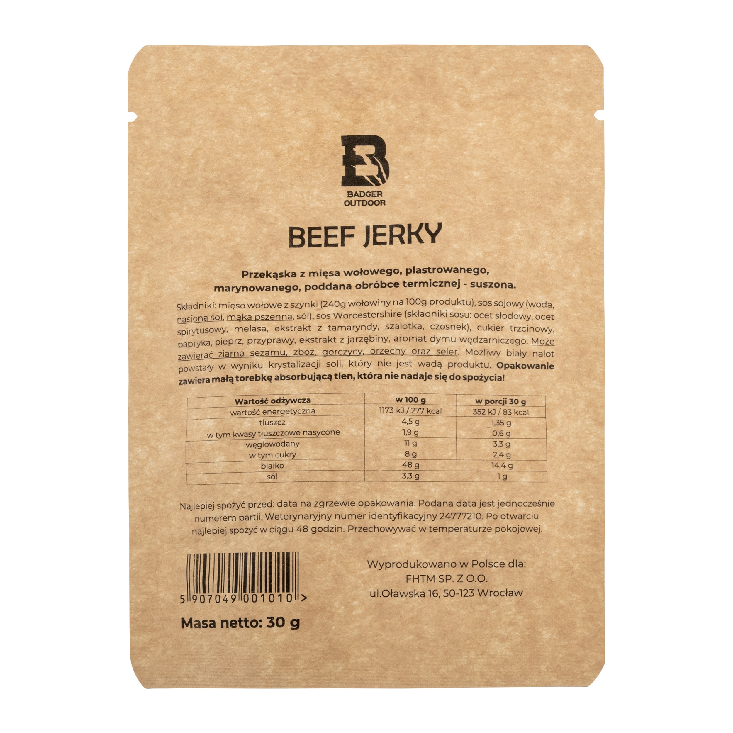 Сушена яловичина Badger Outdoor Beef Jerky Hot - 30 г
