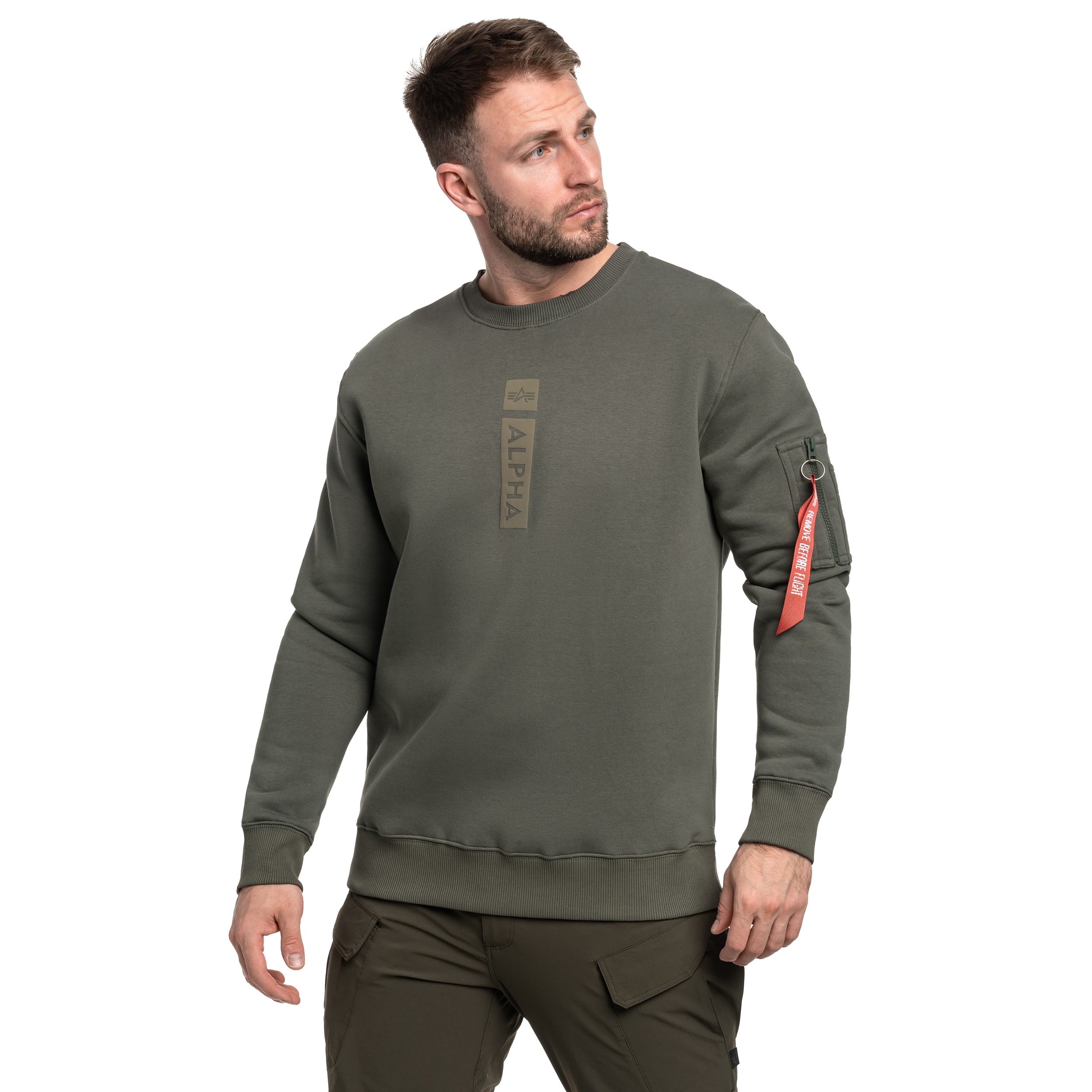 Bluza Alpha Industries Reflective Print Sweater - Dark Olive