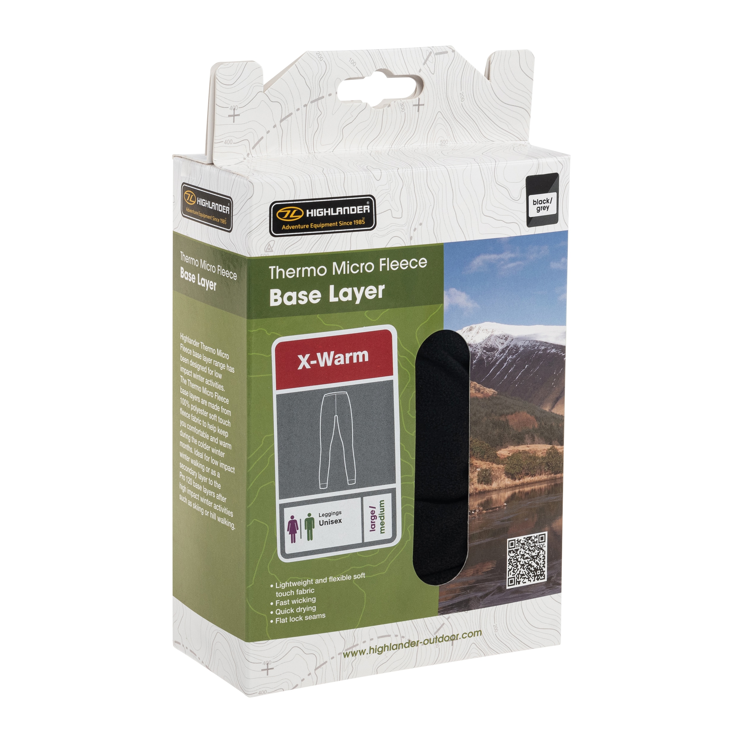 Legginsy termoaktywne Highlander Fleece - Black/Dark Grey