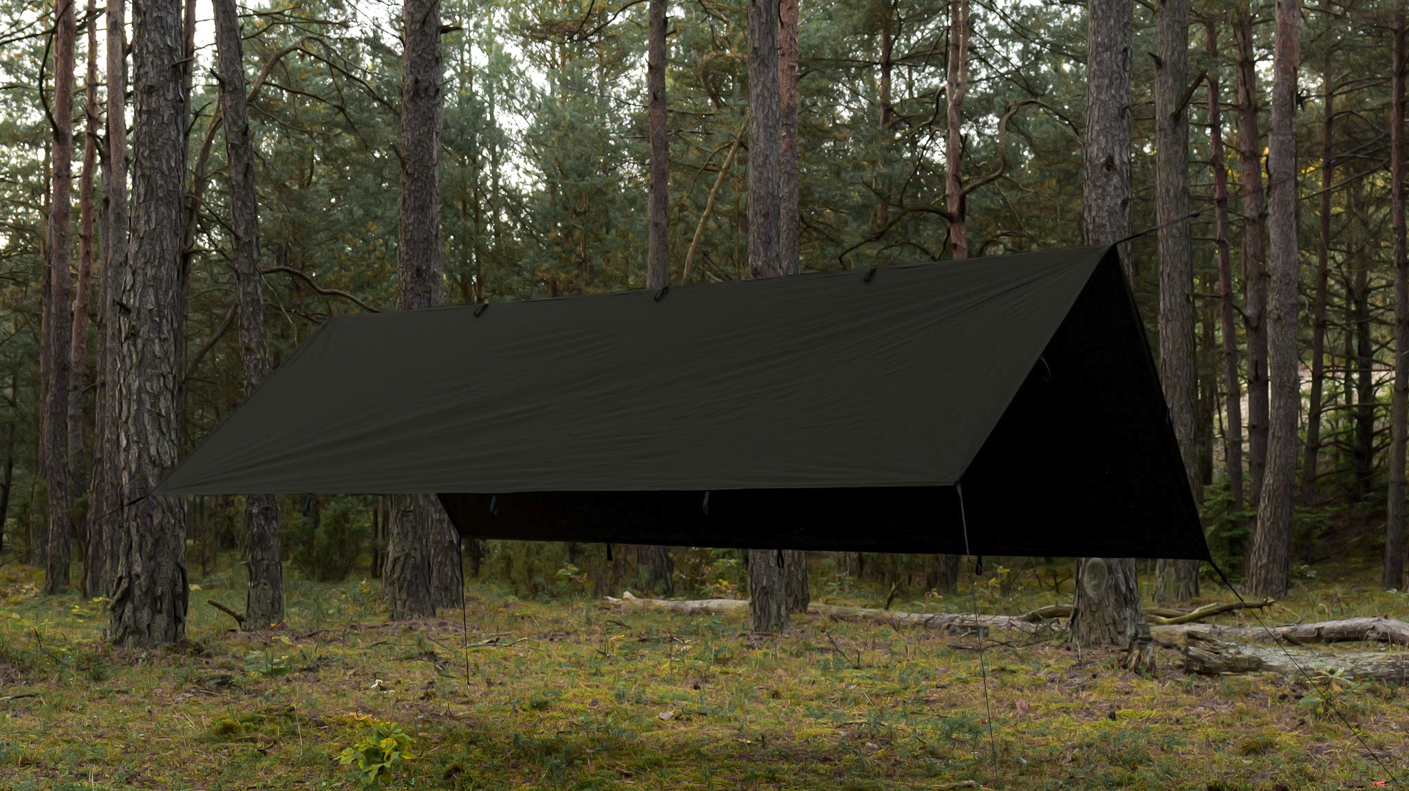 Płachta biwakowa TigerWood Tarp T2 3 x 2 m - Dark Khaki