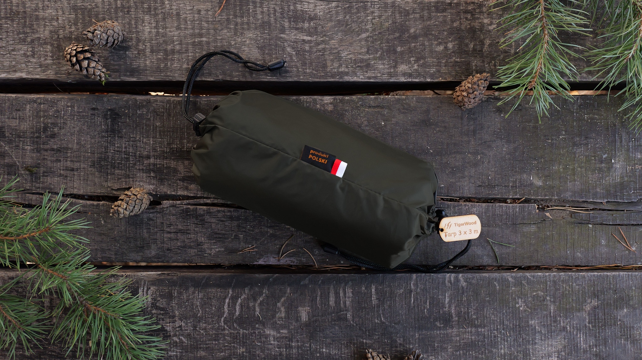 Płachta biwakowa TigerWood Tarp T2 3 x 3 m - Dark Khaki