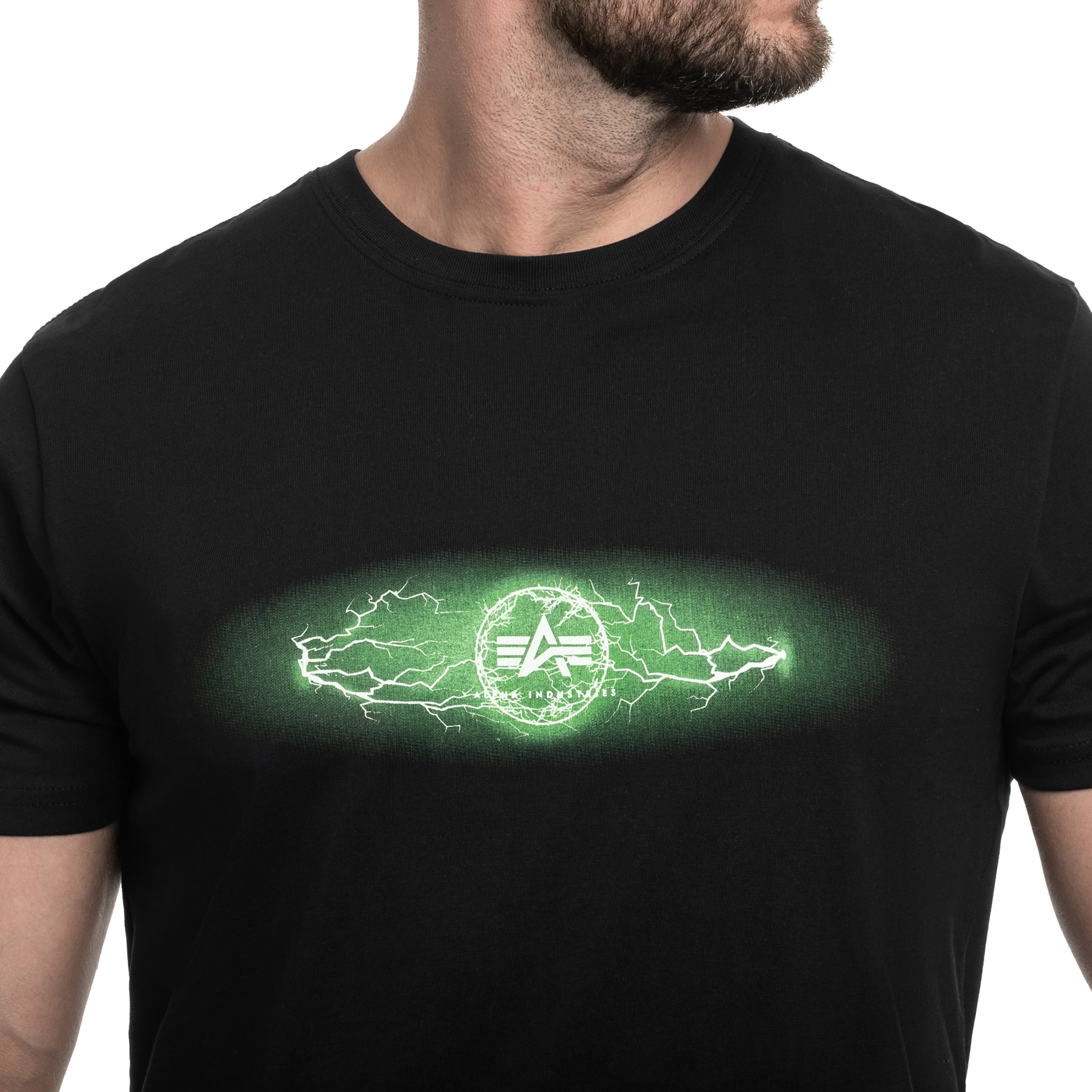 Koszulka T-Shirt Alpha Industries Lightning - Black/Poison Green