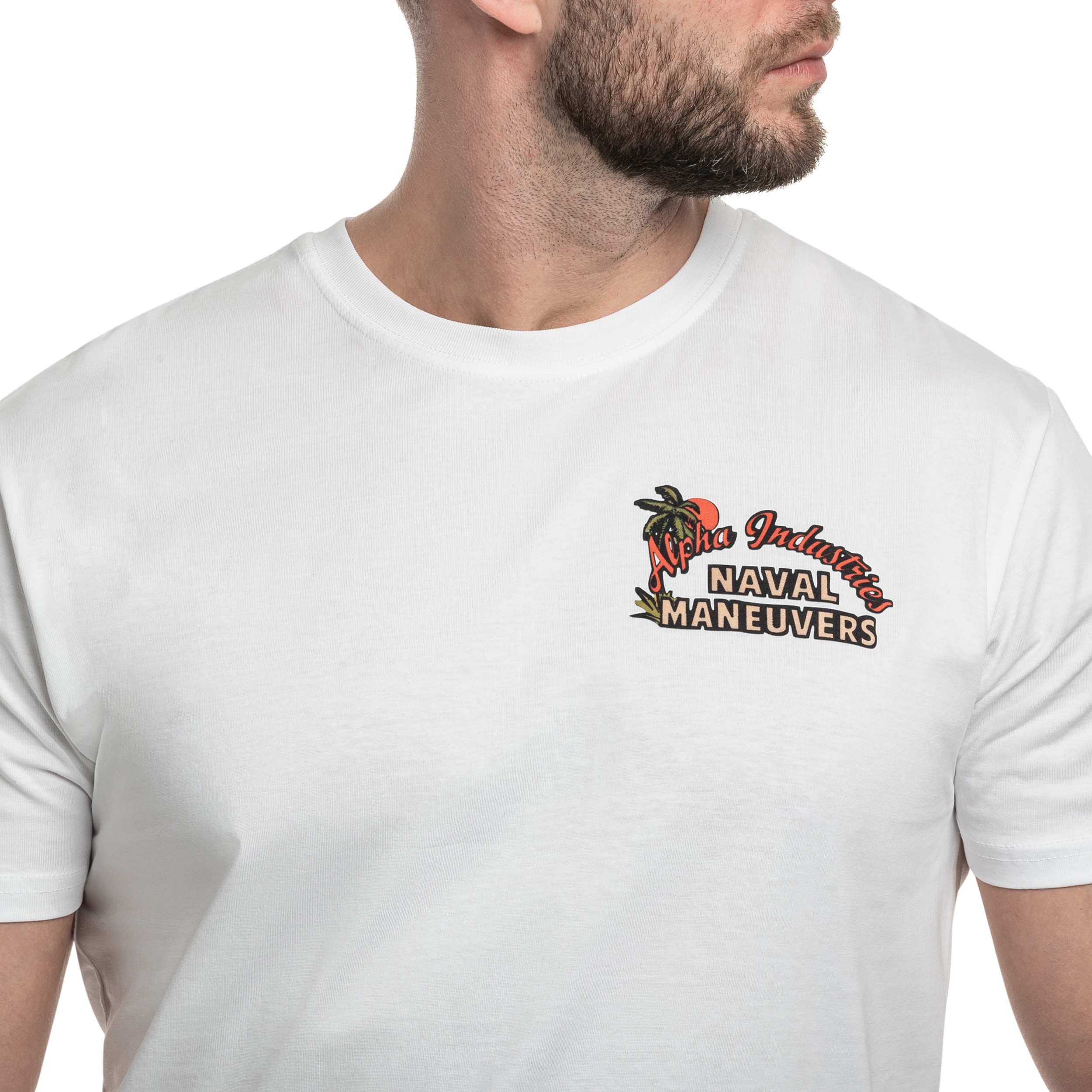 Koszulka T-Shirt Alpha Industries Naval Maneuvers Back Print - White