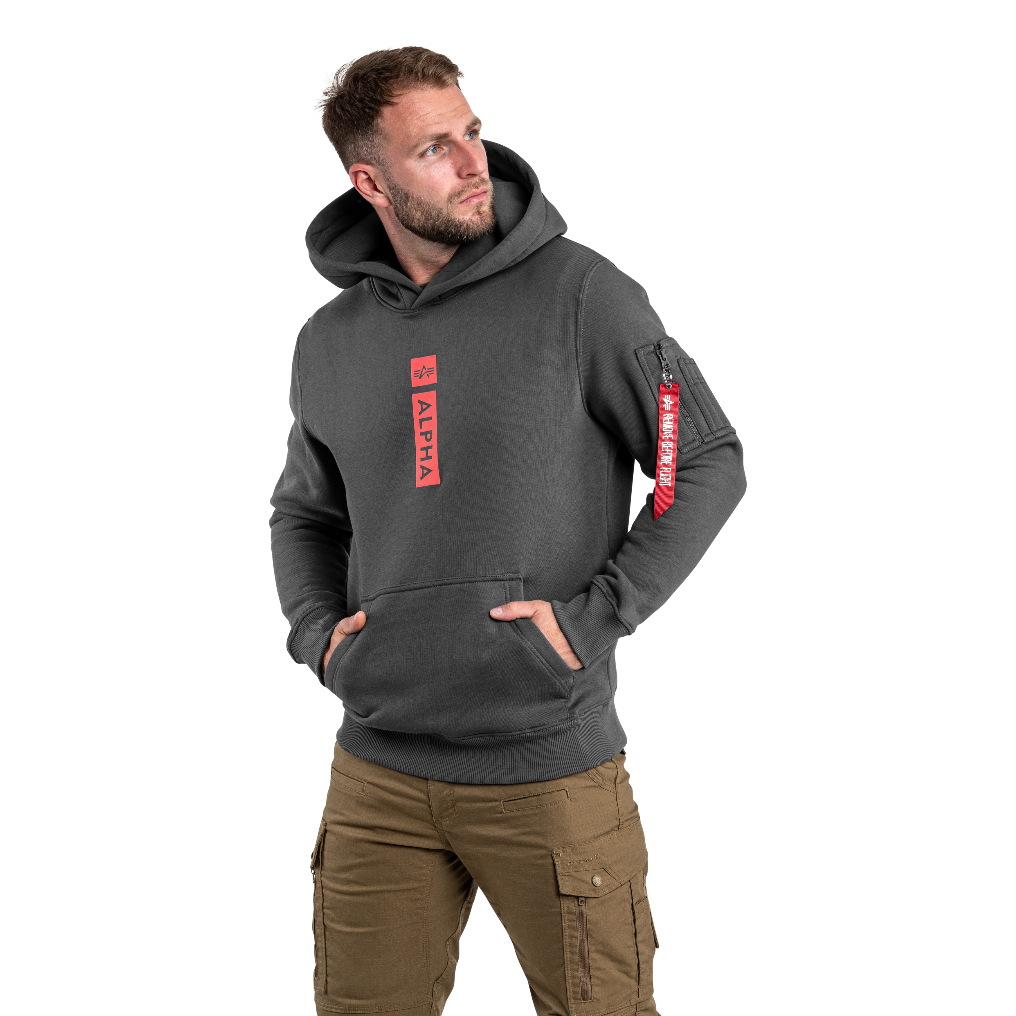 Bluza Alpha Industries Alpha Puff Print Hoodie - Vintage Grey