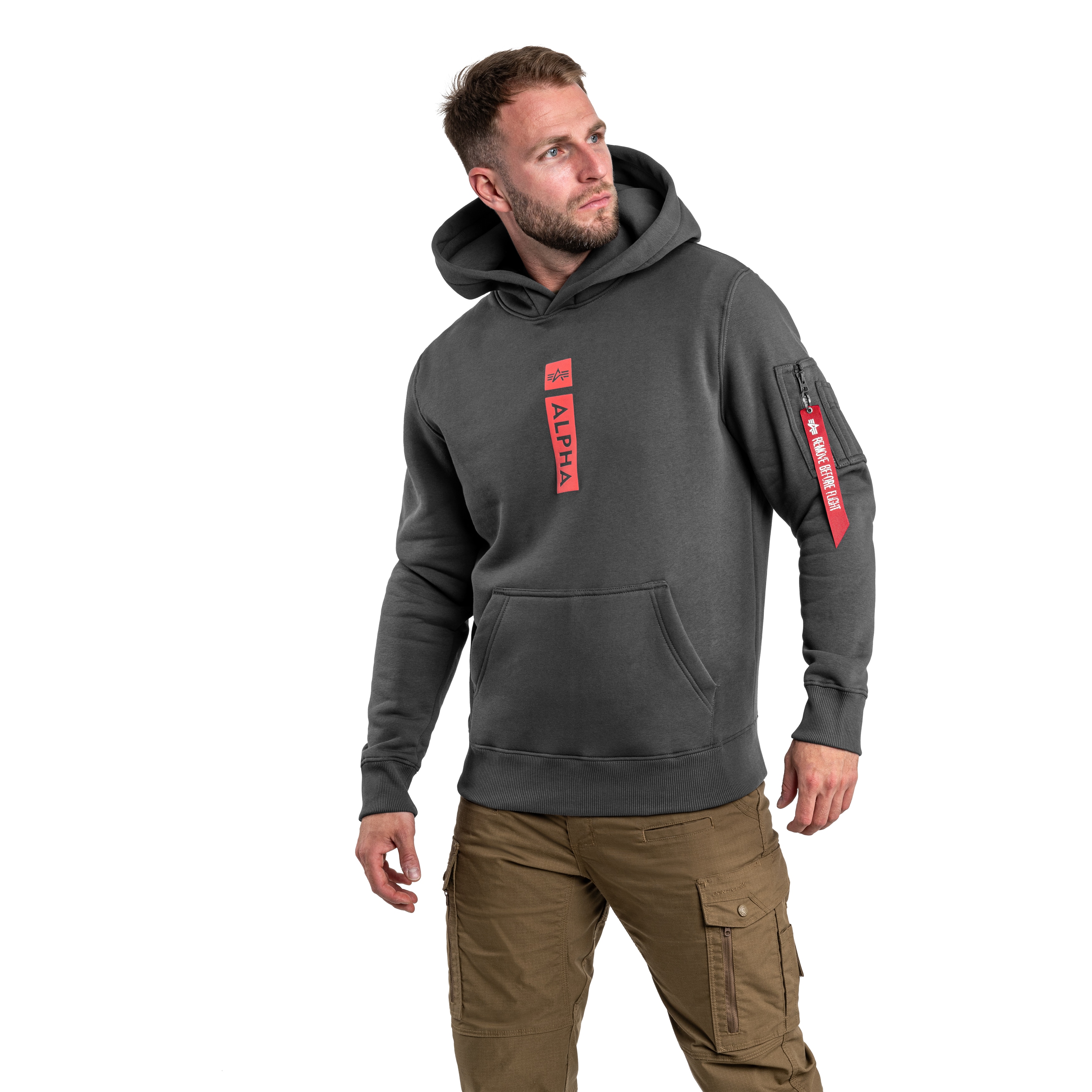 Bluza Alpha Industries Alpha Puff Print Hoodie - Vintage Grey