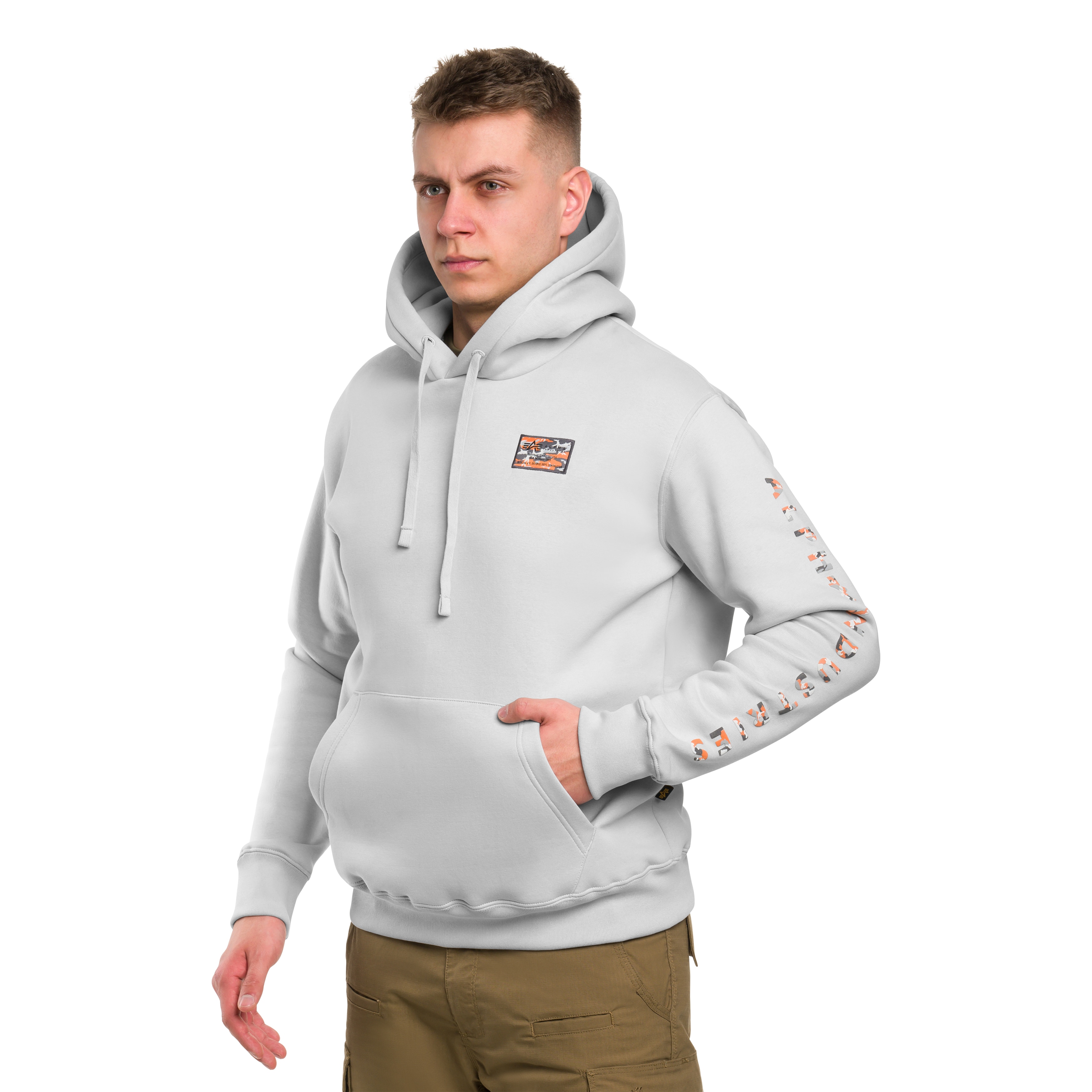 Кофта Alpha Industries Camo Sleeve Hoodie - Pastel Grey
