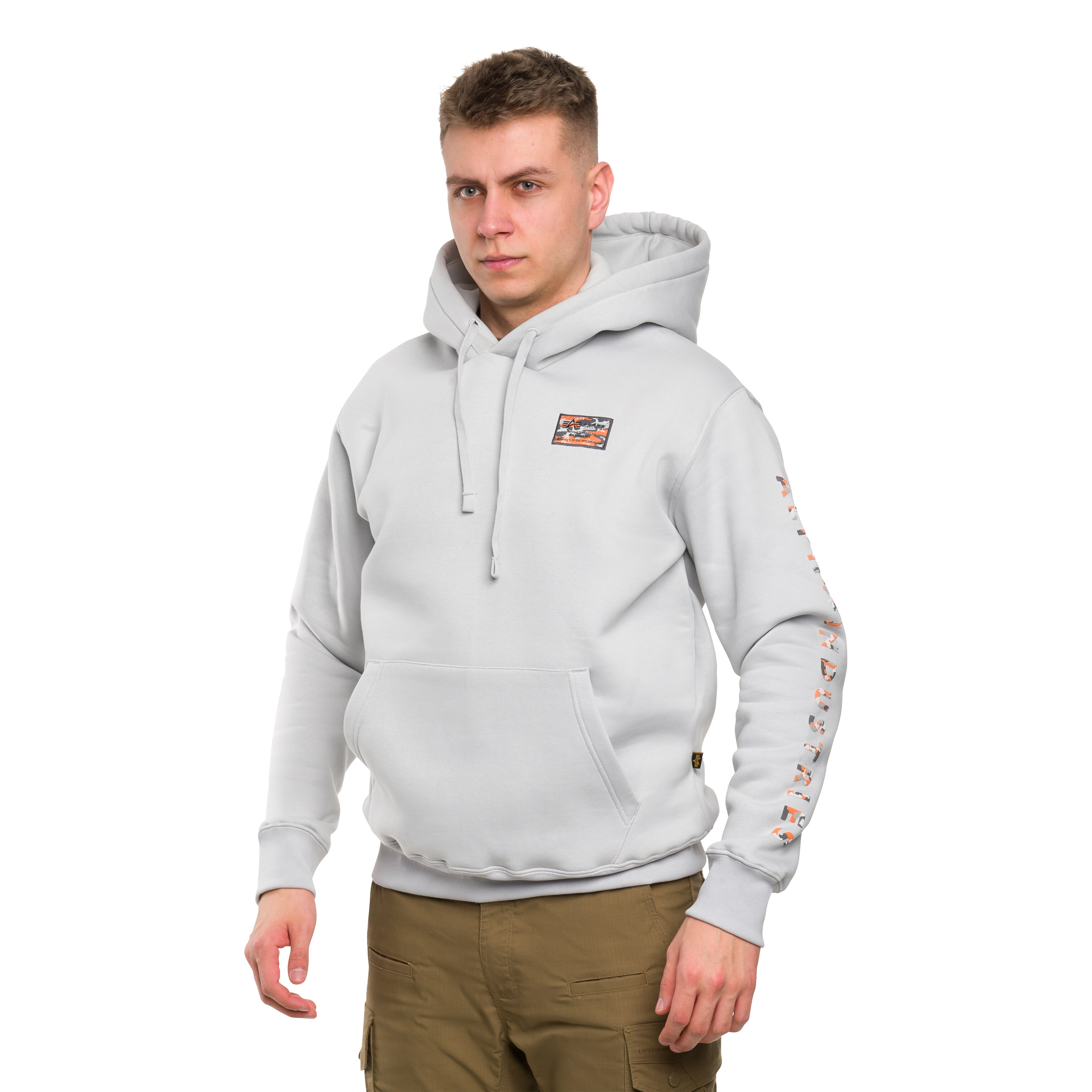 Кофта Alpha Industries Camo Sleeve Hoodie - Pastel Grey