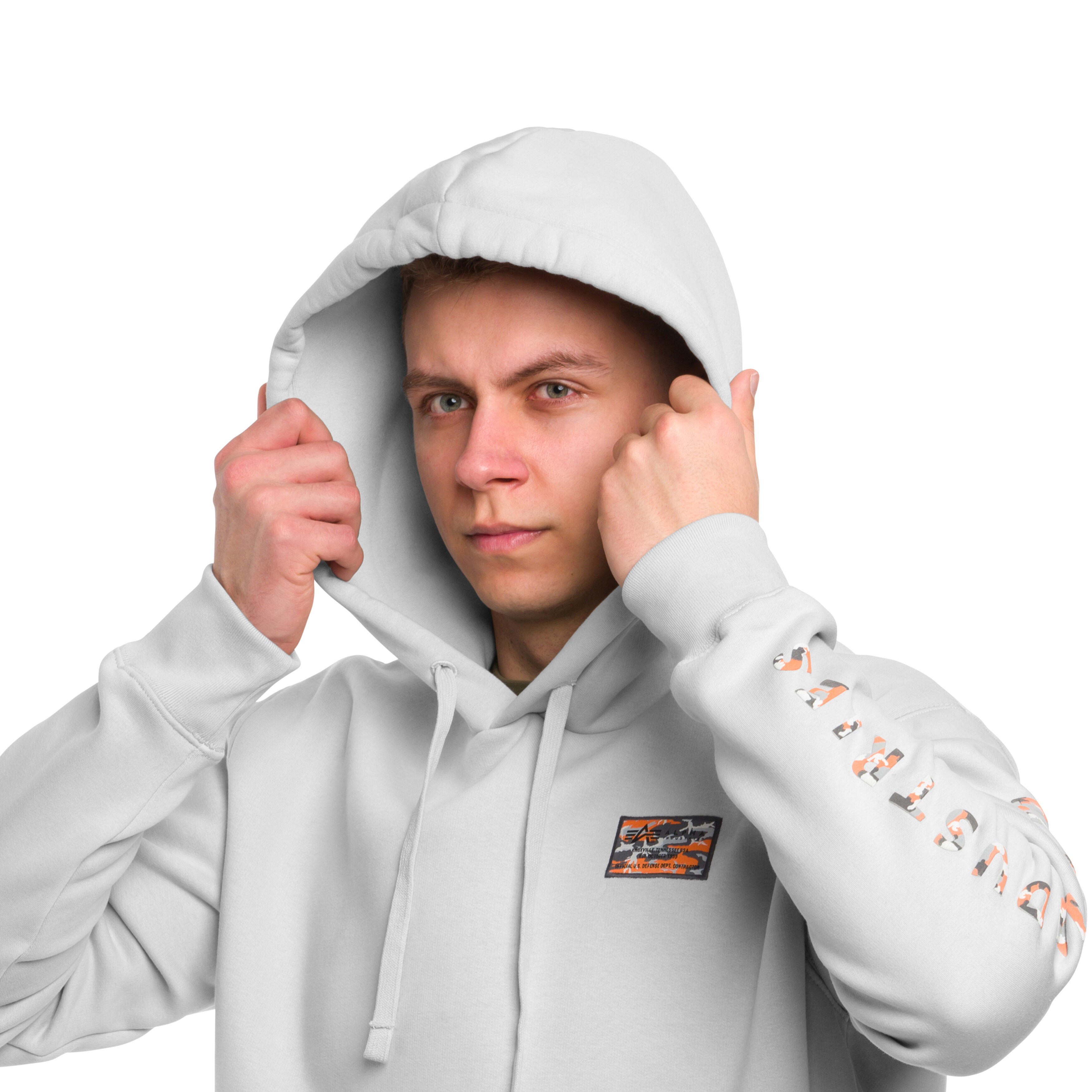 Кофта Alpha Industries Camo Sleeve Hoodie - Pastel Grey