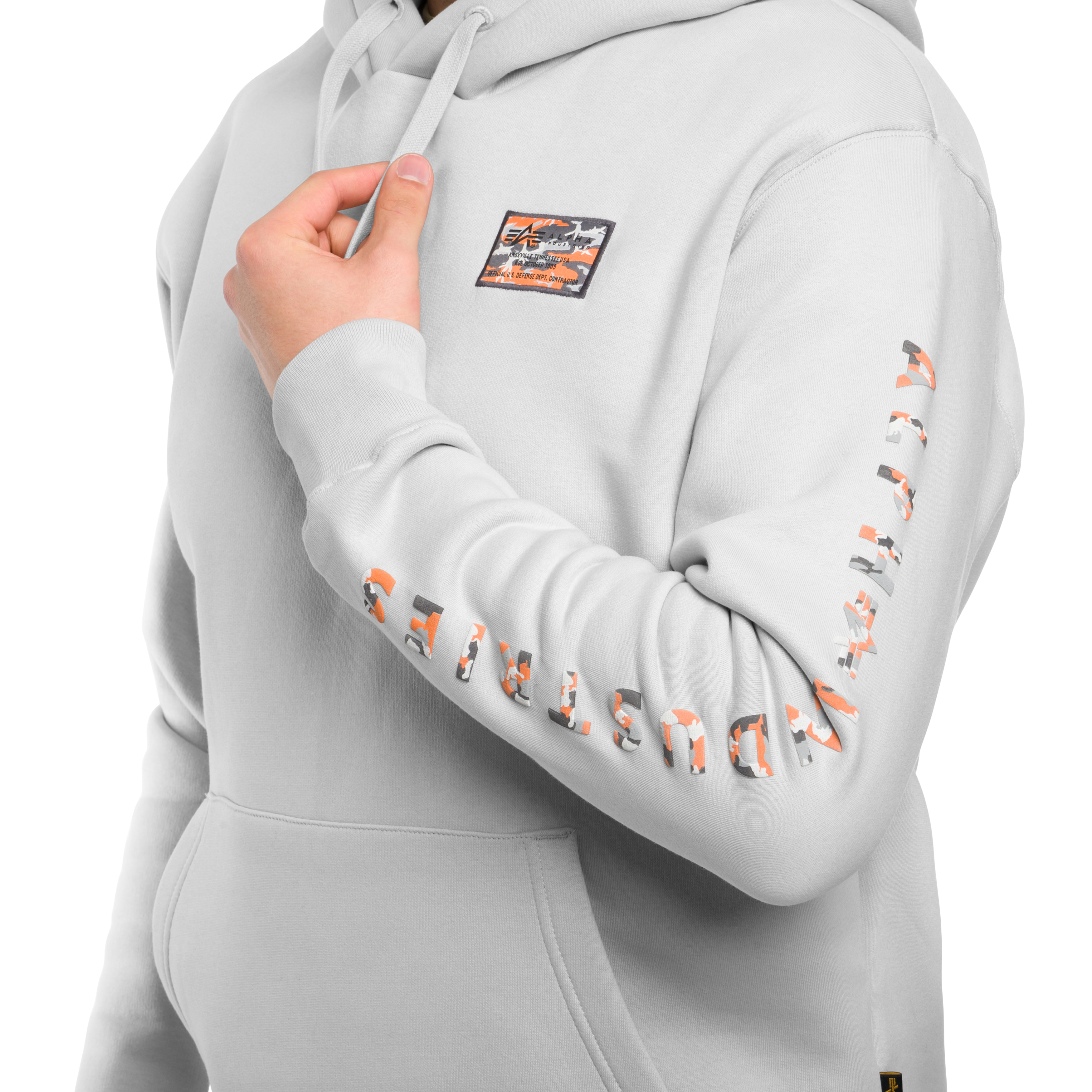 Кофта Alpha Industries Camo Sleeve Hoodie - Pastel Grey
