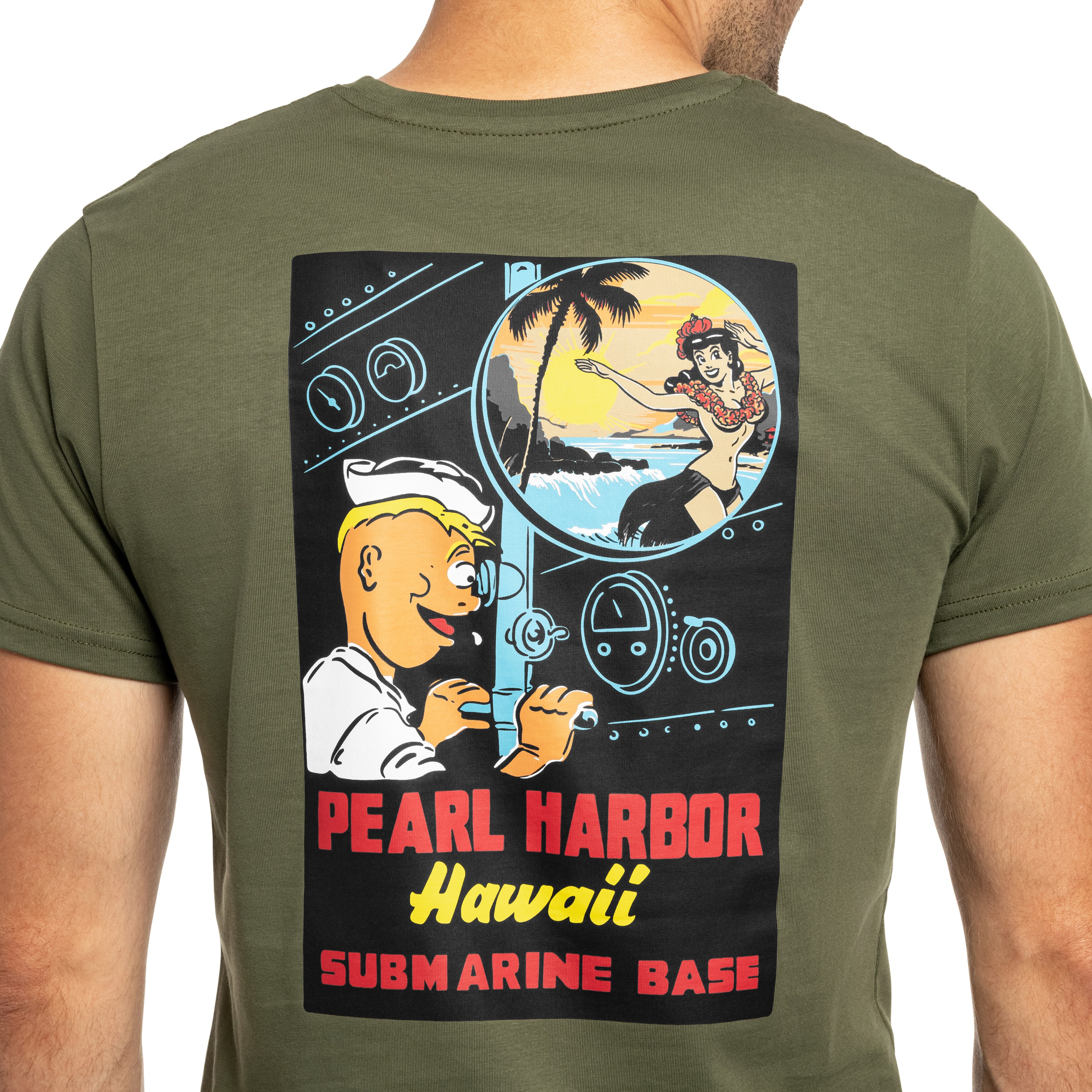 Koszulka T-Shirt Alpha Industries Pearl Harbor Back Print - Dark Olive