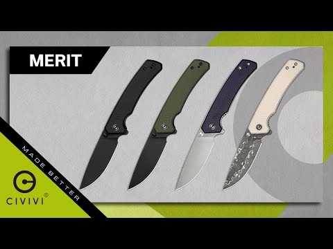 Civivi Merit Black Stonewashed G10 Folding Knife - OD Green