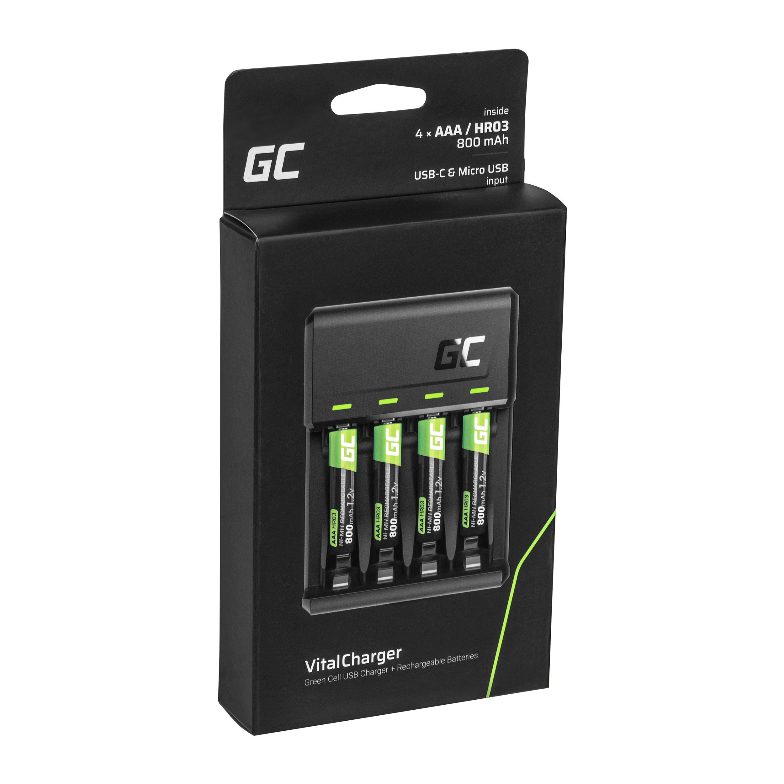 Ładowarka Green Cell GC VitalCharger z akumulatorami 4x AAA