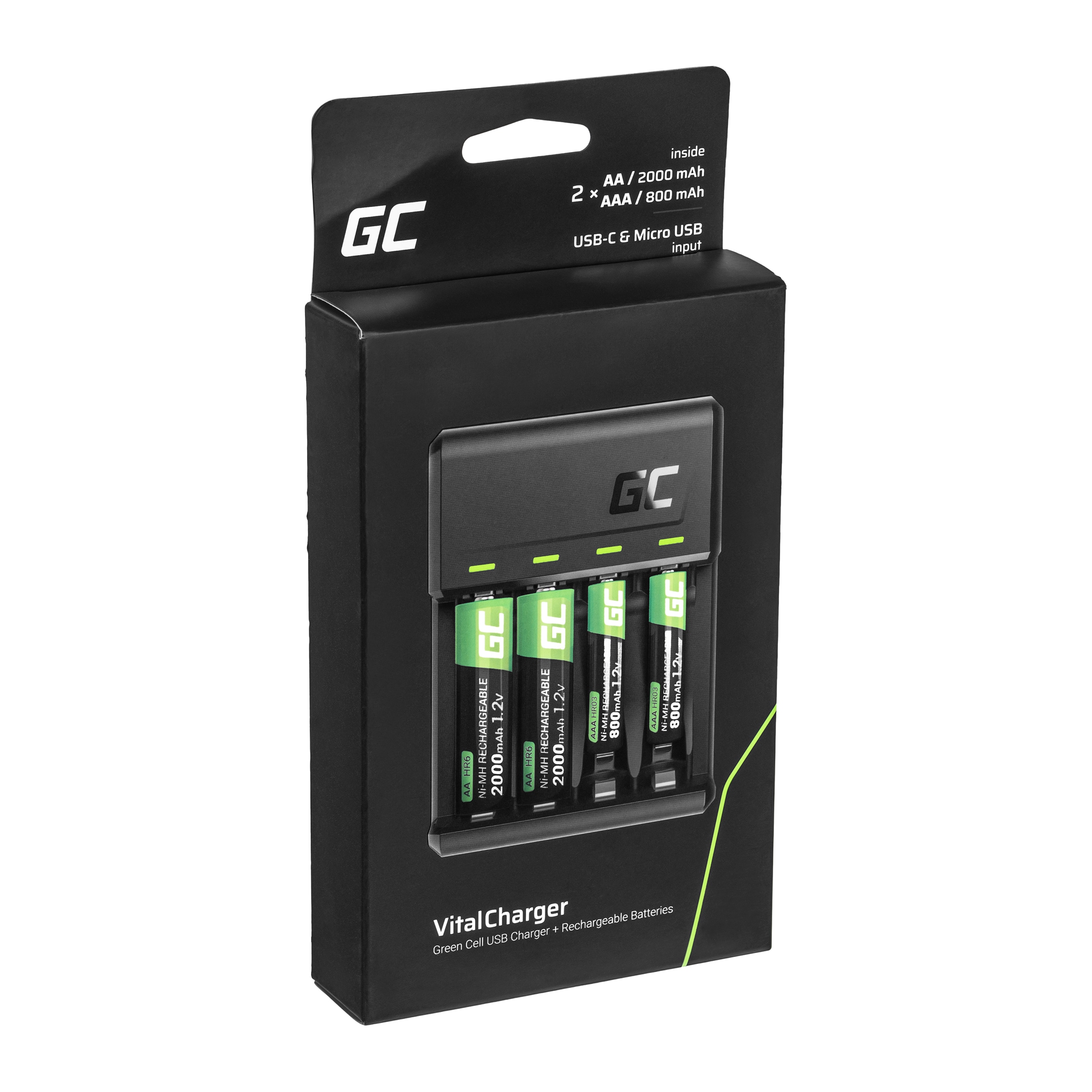 Ładowarka Green Cell GC VitalCharger z akumulatorami 2x AAA + 2x AA
