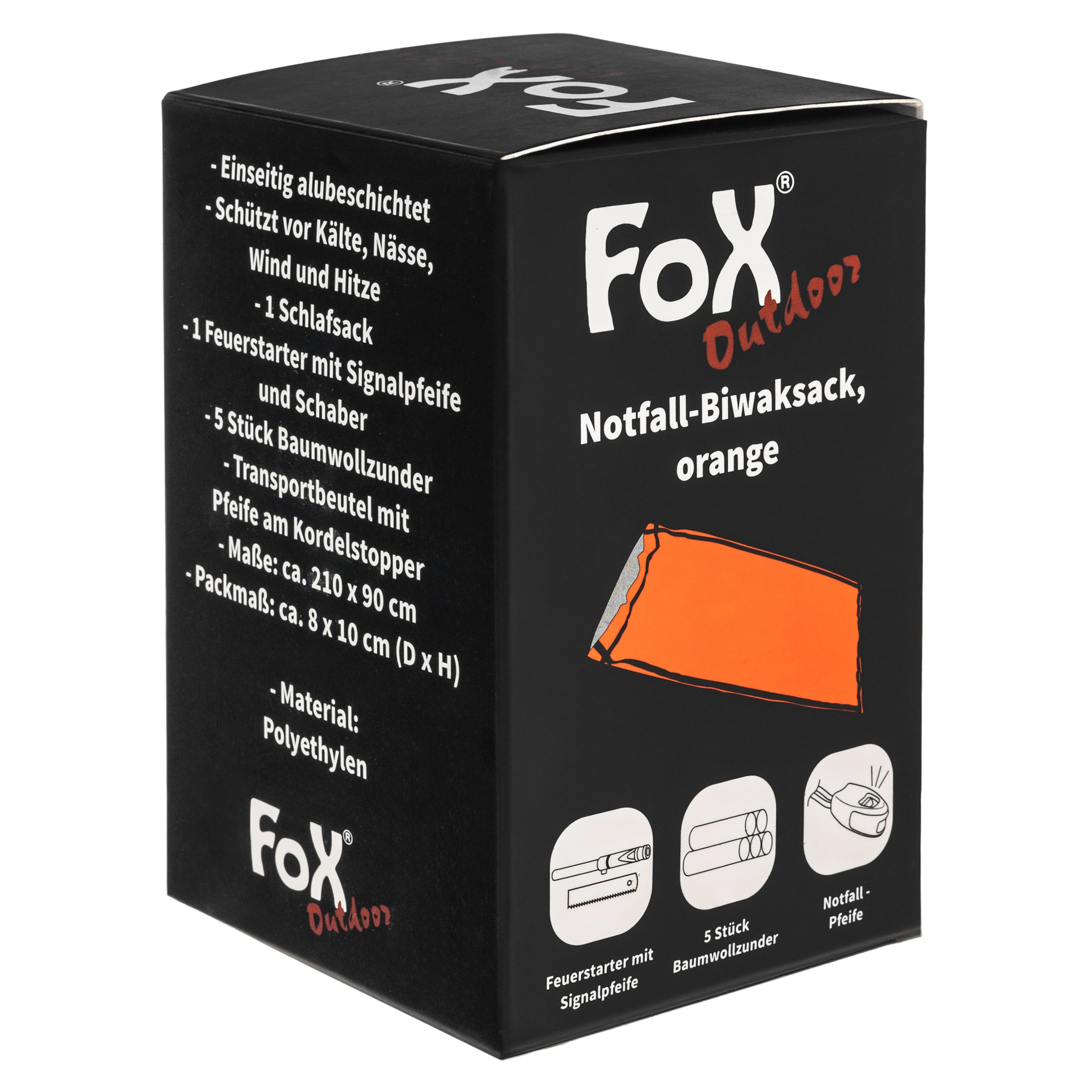 Śpiwór termiczny MFH Fox Outdoor Orange + krzesiwo + podpałki - zestaw