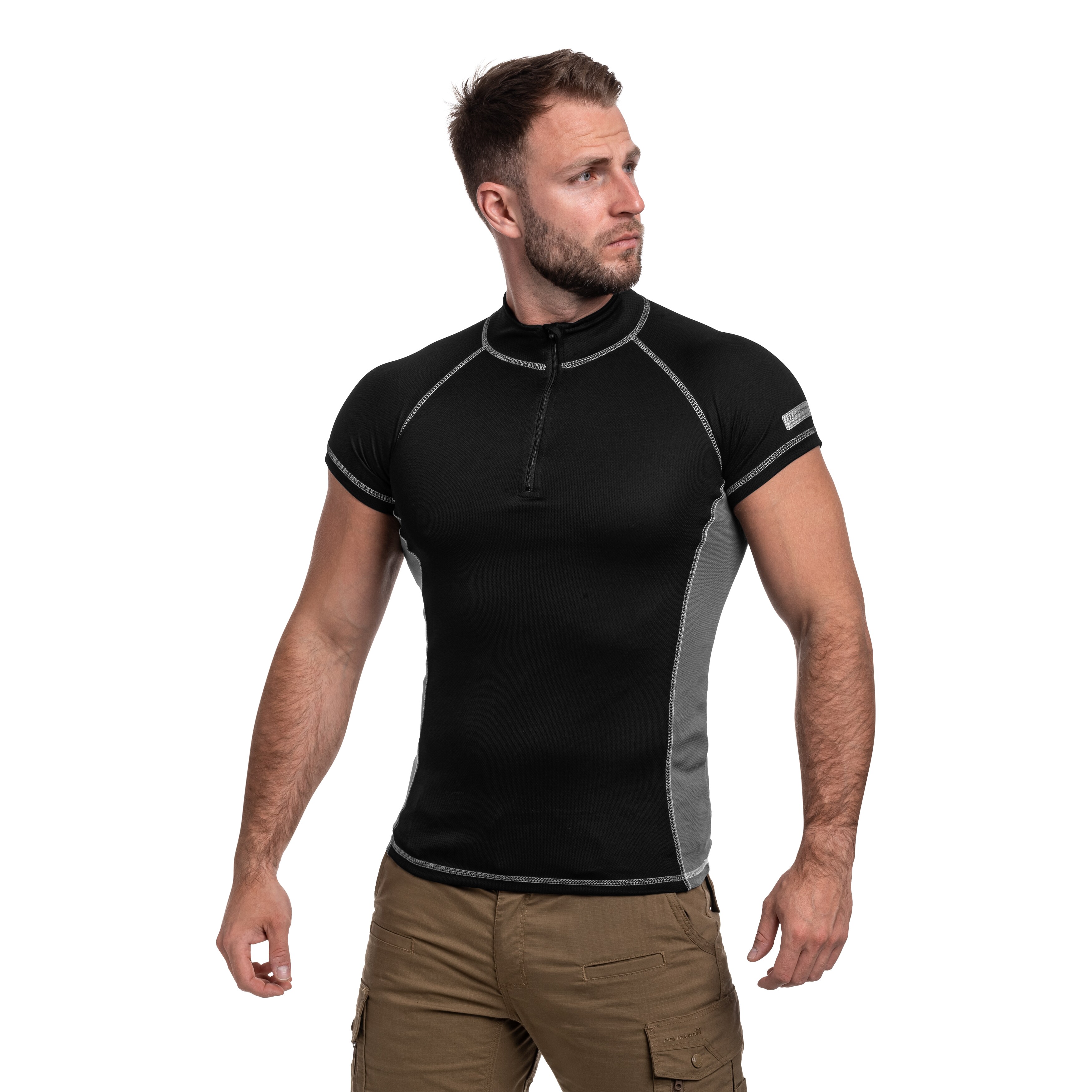 Koszulka termoaktywna Highlander Forces Protech Zip Neck Base Layer - Black/Grey