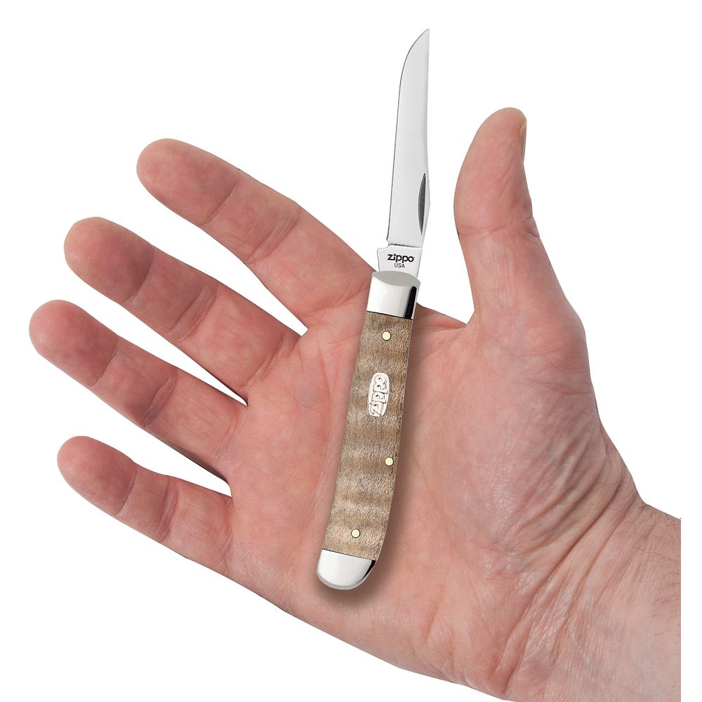 Nóż składany Zippo Mini Trapper - Curly Maple Wood