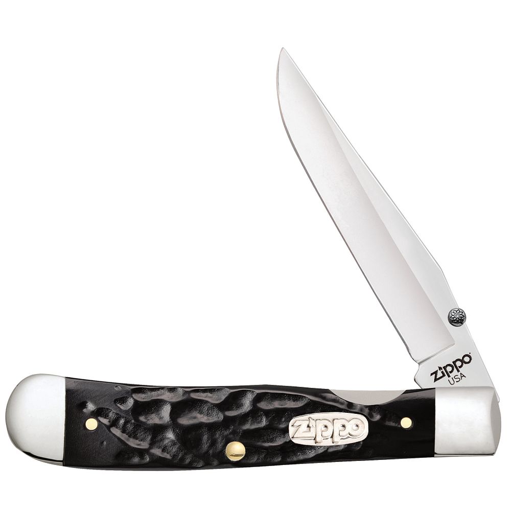 Nóż składany Zippo Trapperlock - Rough Black Synthetic