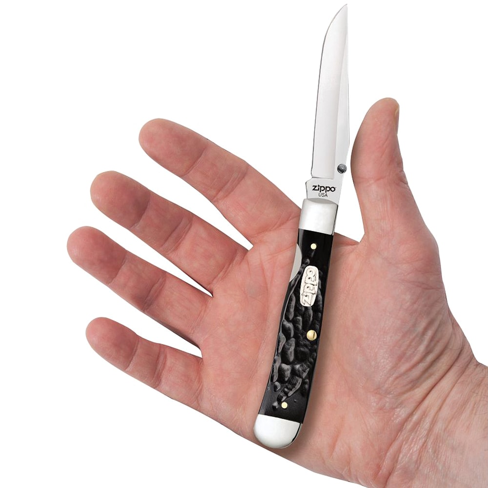 Nóż składany Zippo Trapperlock - Rough Black Synthetic