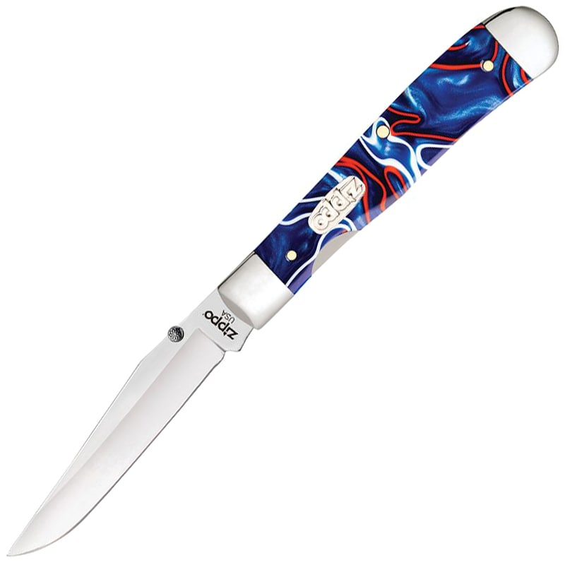 Nóż składany Zippo Trapperlock - Red/White/Blue Kirinite